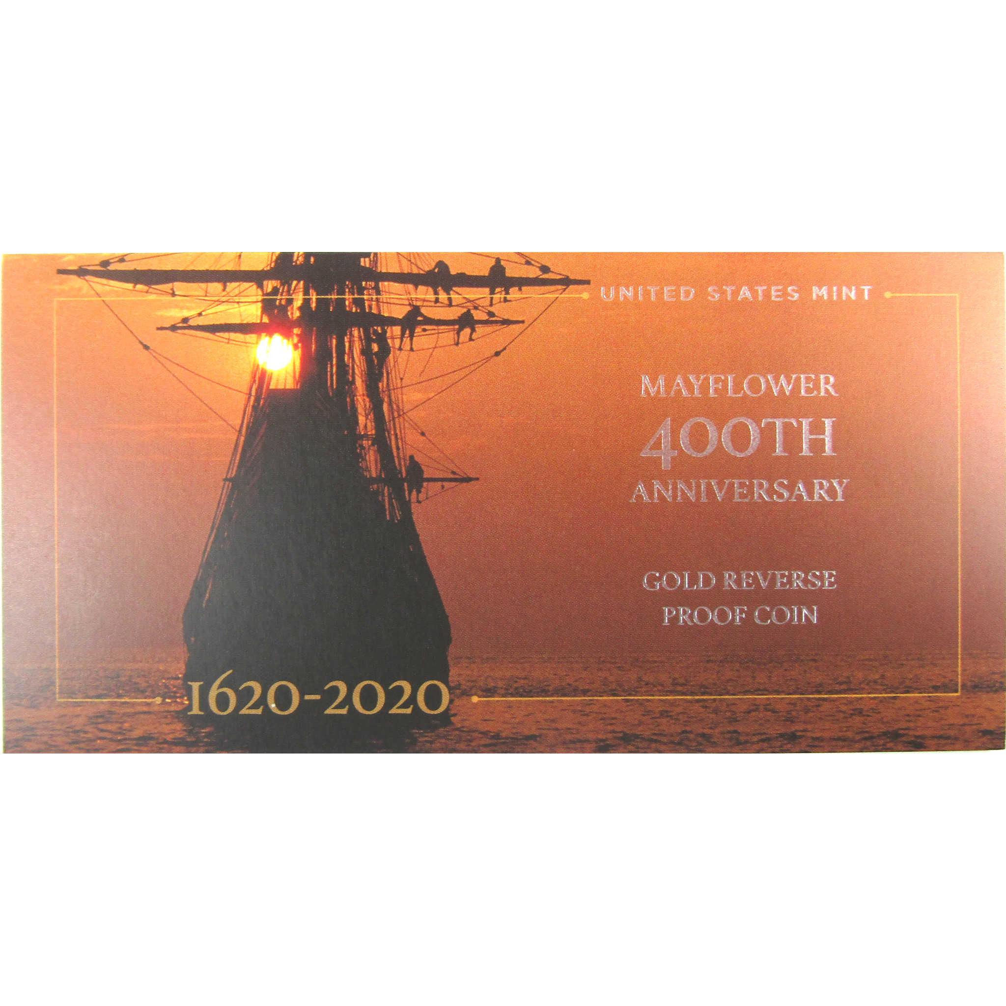 2020 W Mayflower 400th Anniversary Gold Reverse Proof $10 Coin OGP COA