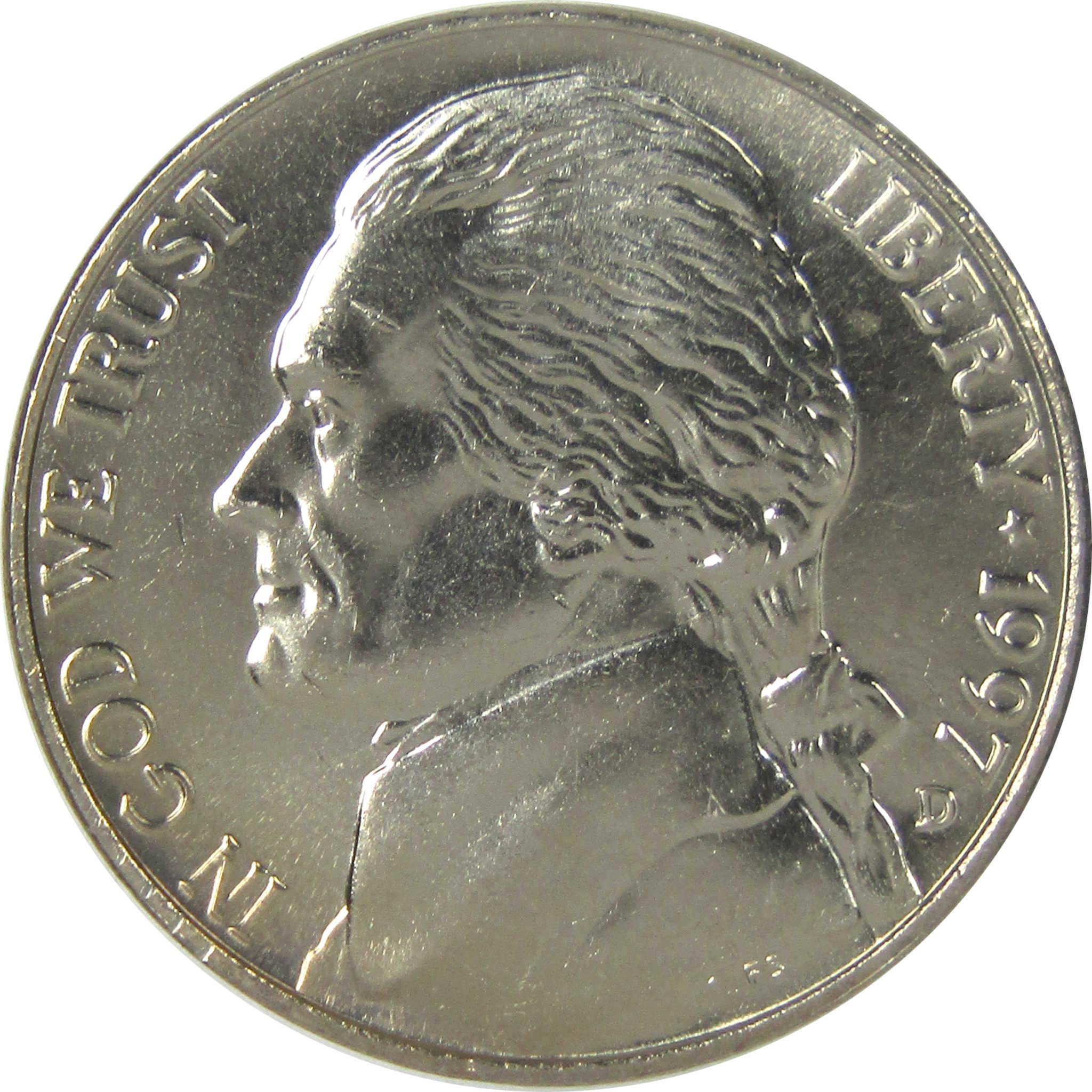 1997 D Jefferson Nickel Uncirculated 5c Coin