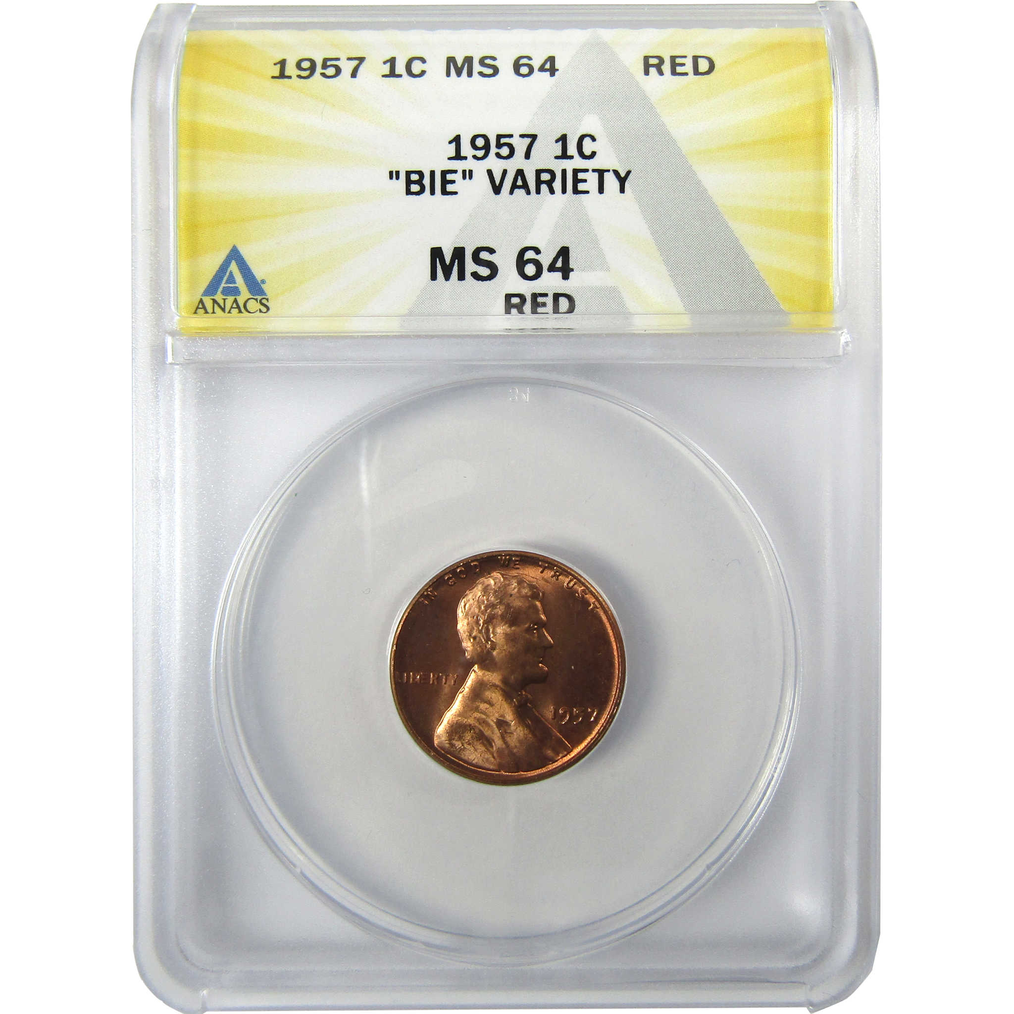 1957 BIE Variety Lincoln Wheat Cent MS 64 RD ANACS Penny SKU:CP149