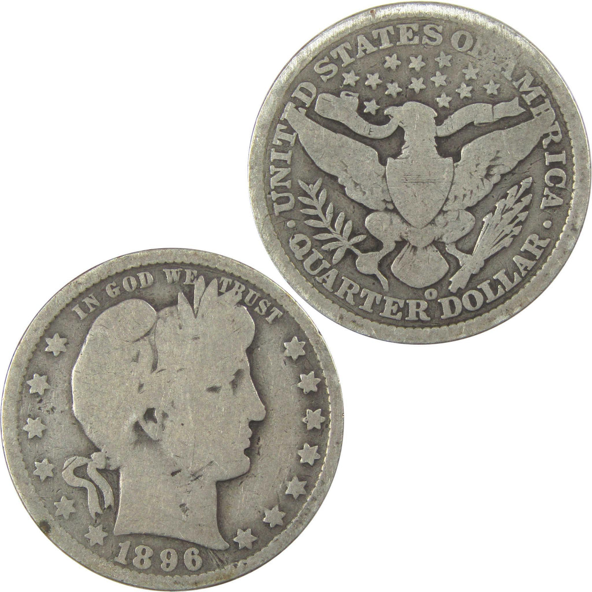 1896 O Barber Quarter G Good Silver 25c Coin SKU:I21860