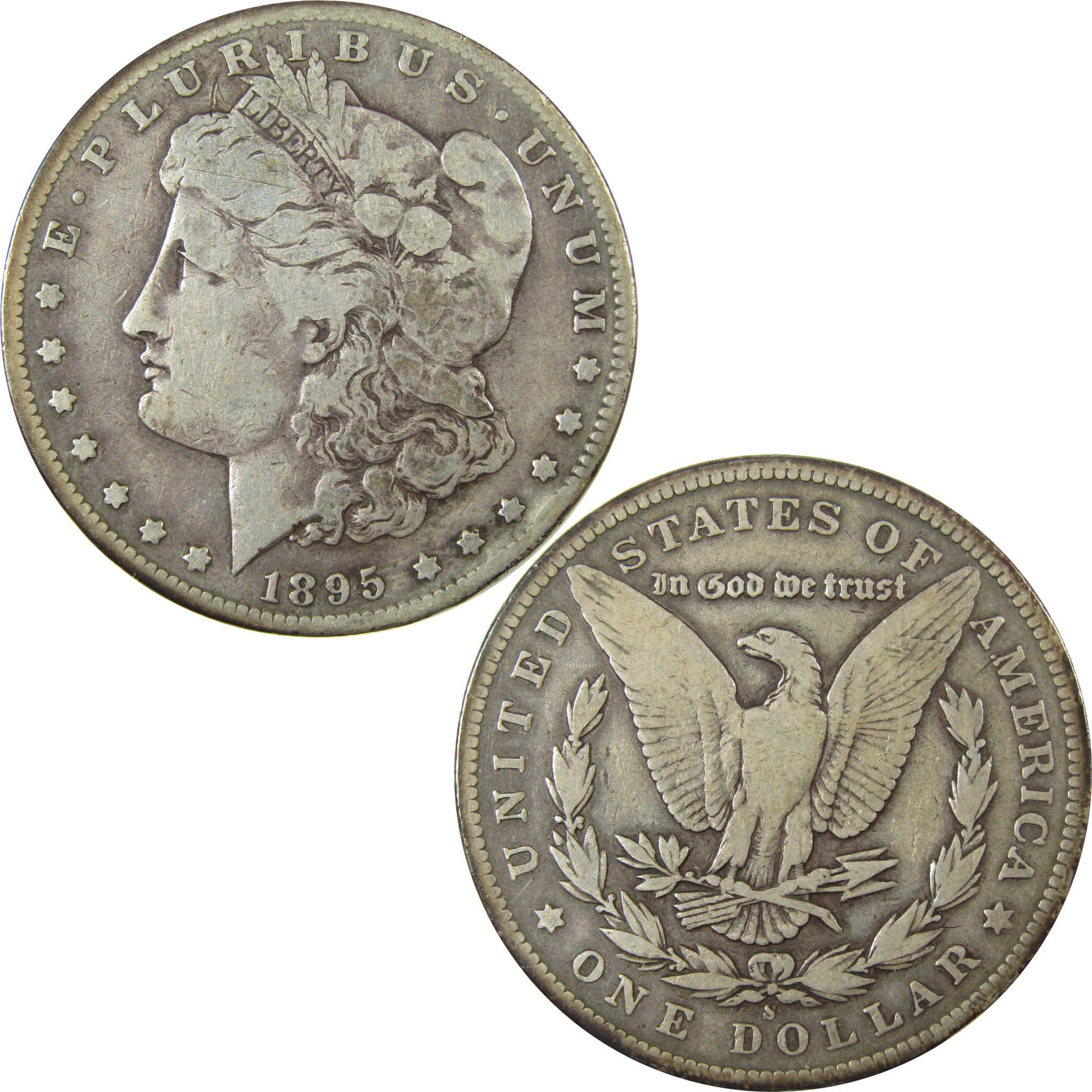 1895 S Morgan Silver Dollar F Fine $1 Coin Collectible SKU:CP1376 - Morgan coin - Morgan silver dollar - Morgan silver dollar for sale - Profile Coins & Collectibles