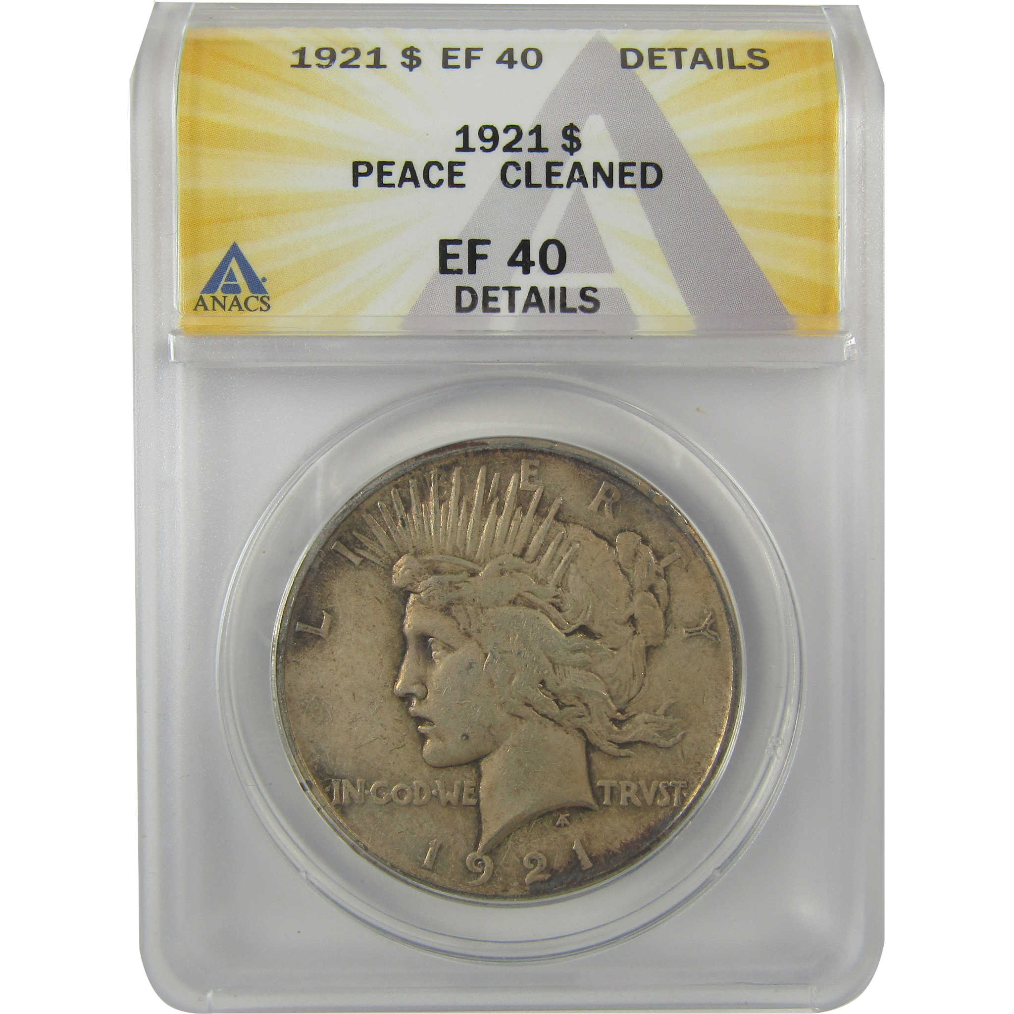 1921 High Relief Peace Dollar EF 40 Details ANACS Silver SKU:I21370