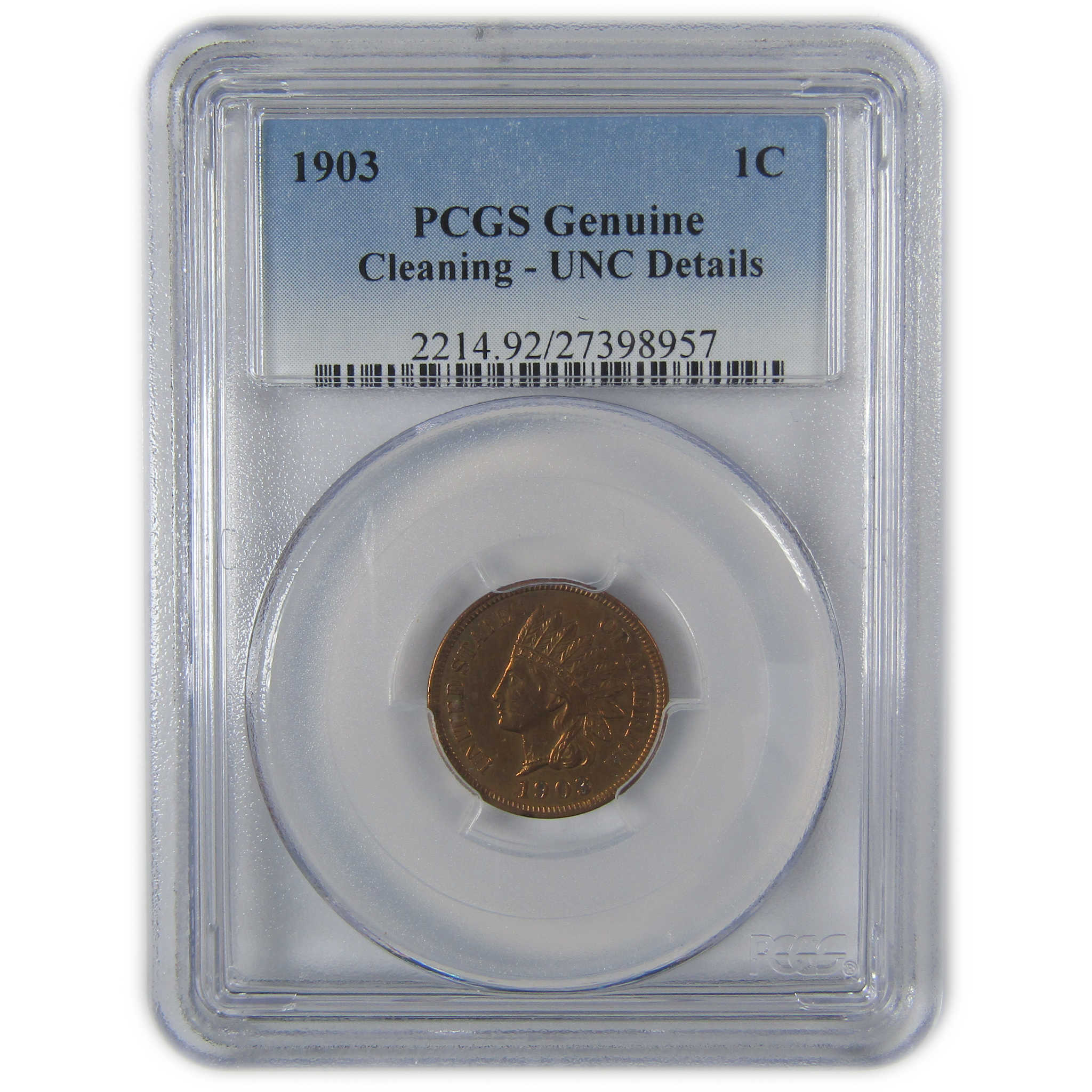 1903 Indian Head Cent Uncirculated Details PCGS Penny 1c Coin SKU:CP45
