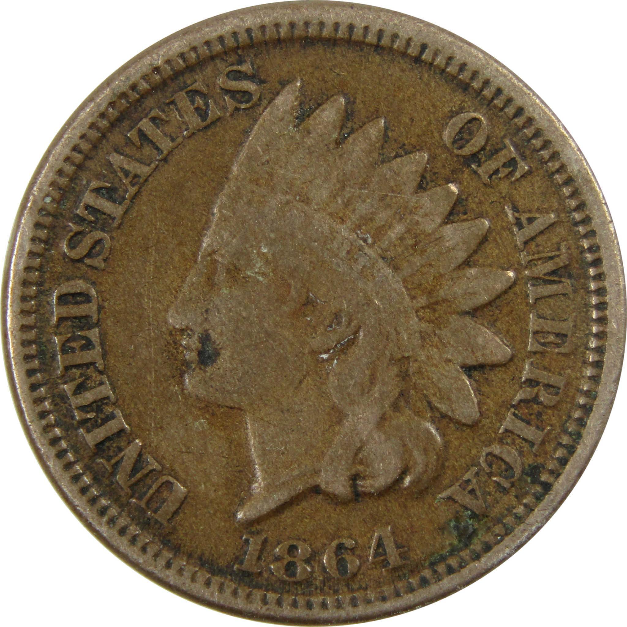 1864 Indian Head Copper-Nickel Cent F Fine Penny SKU:CP1134