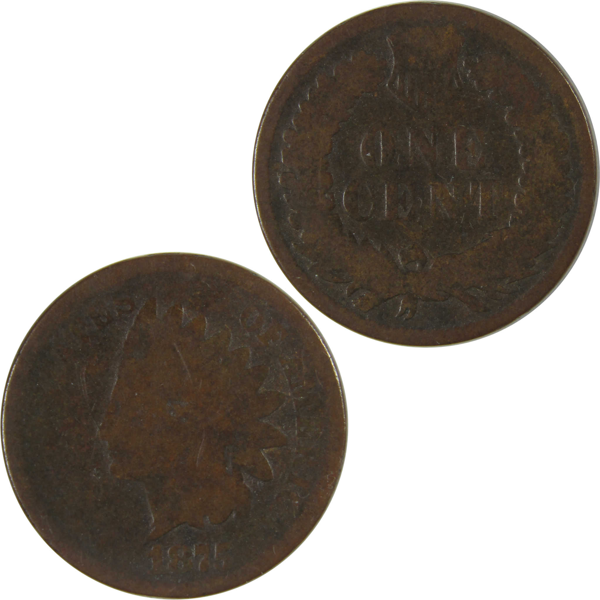 1875 Indian Head Cent AG About Good Penny 1c Coin SKU:I22742