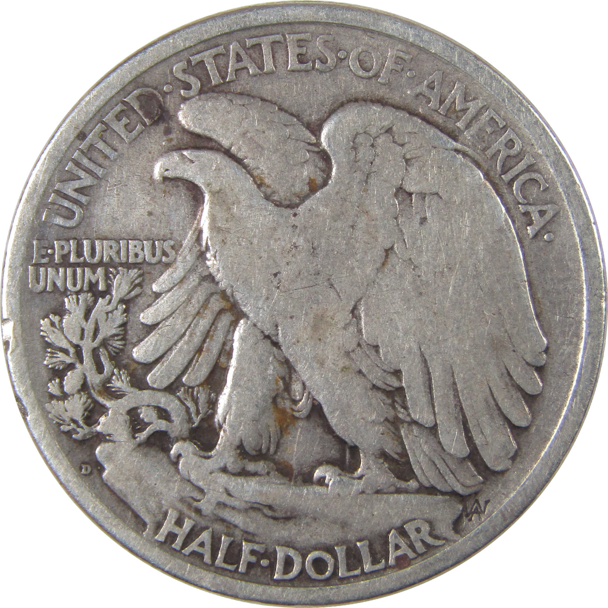 1919 D Liberty Walking Half Dollar F Fine Silver 50c Coin SKU:I18122