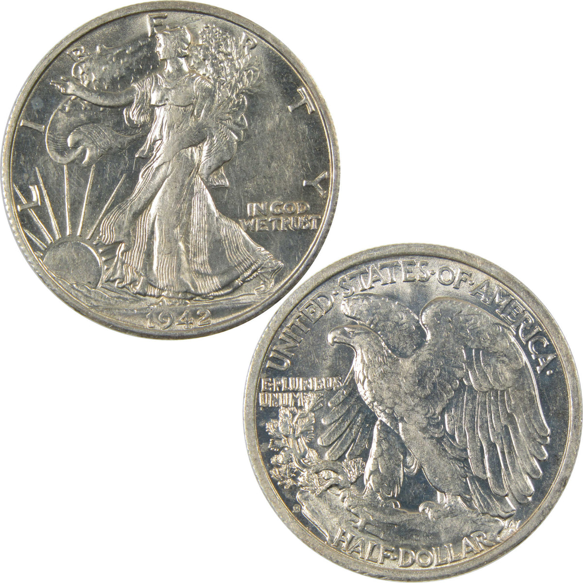 1942 S Liberty Walking Silver 50c Borderline Uncirculated SKU:I28658