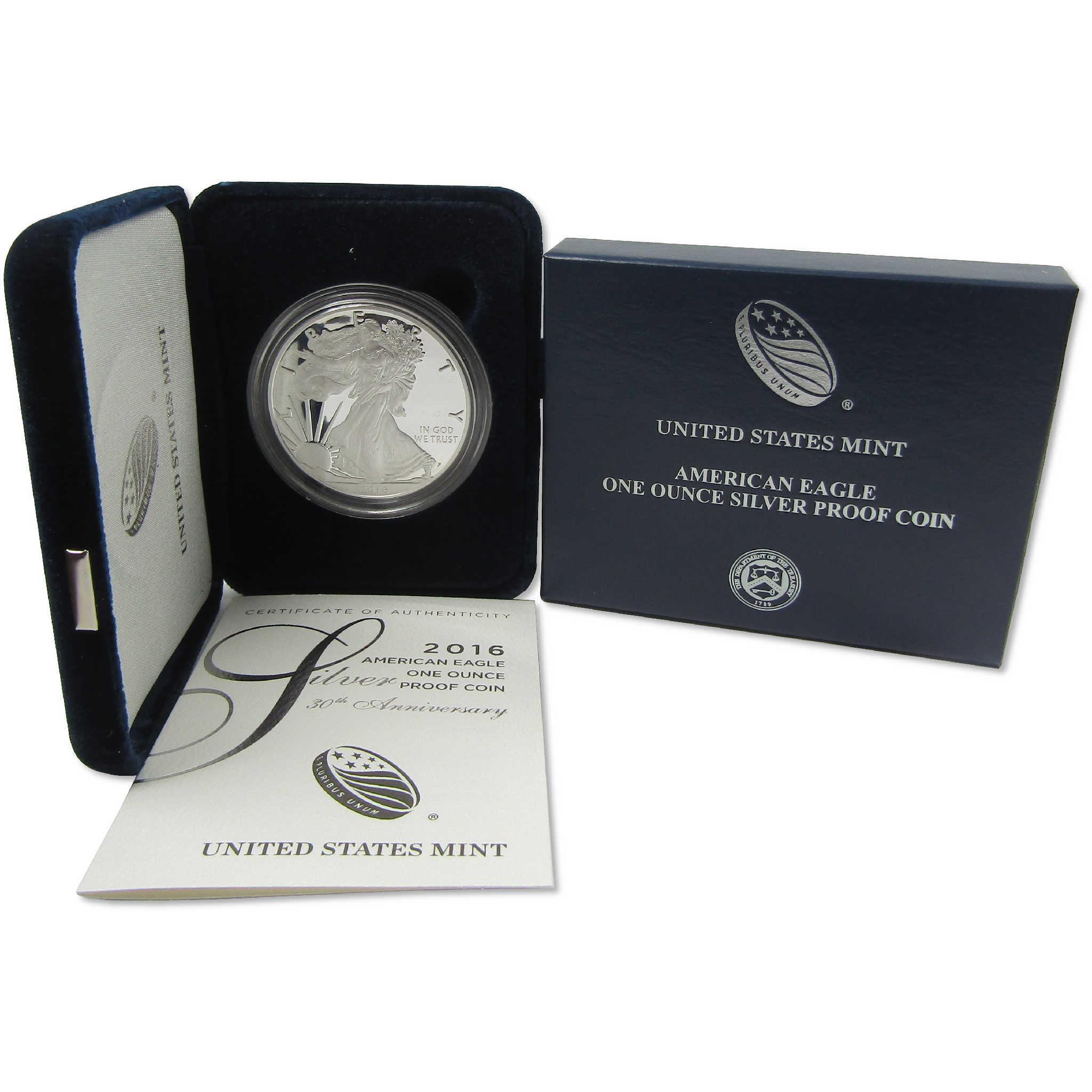 2016 W 30th Anniversary Lettered Edge American Silver Eagle Proof OGP