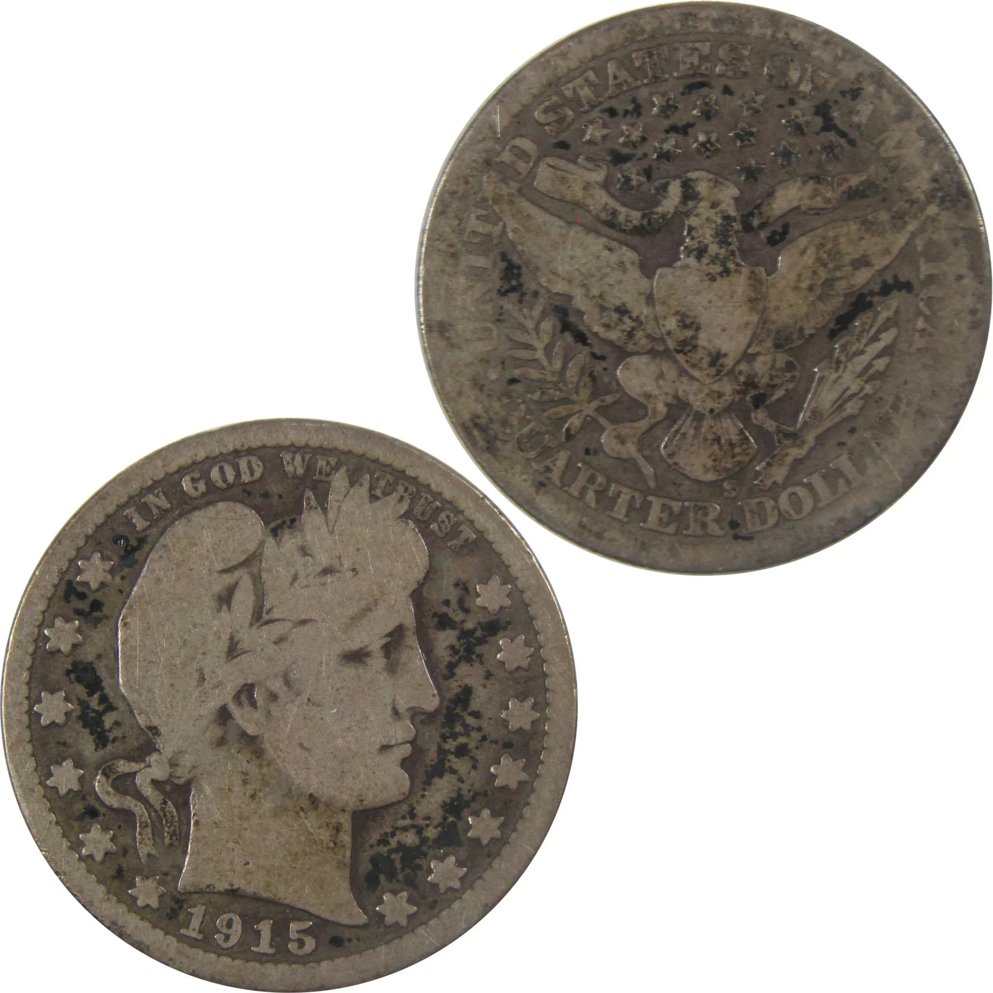 1915 S Barber Silver Quarter AG About Good 25c Coin SKU:I25215
