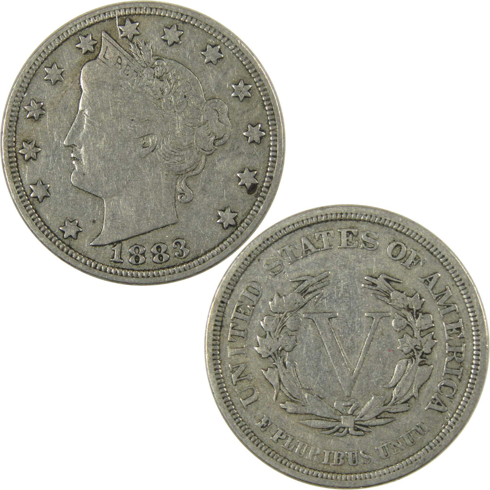 1883 No Cents Liberty Head V Nickel VF Very Fine 5c Coin SKU:I26531