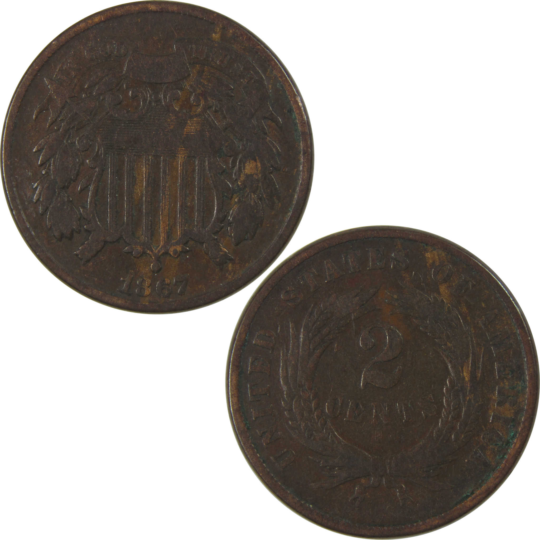 1867 Two Cent Piece VG Very Good 2c Coin SKU:I23843