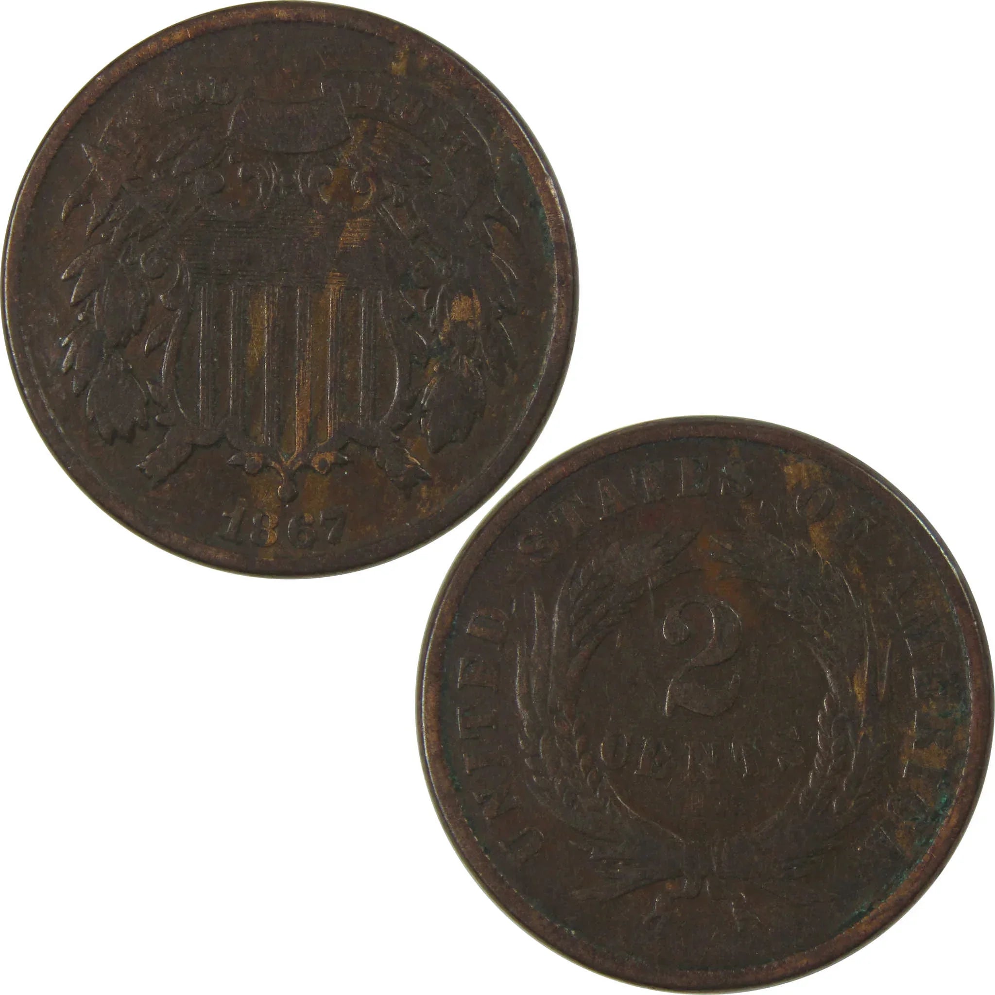 1867 Two Cent Piece VG Very Good 2c Coin SKU:I23843