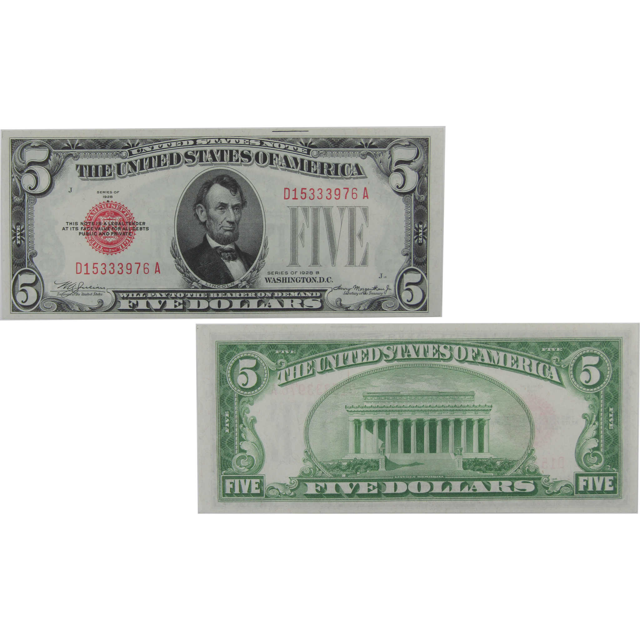 1928 B $5 Small Size Legal Tender Note CU Crisp Uncirculated Currency