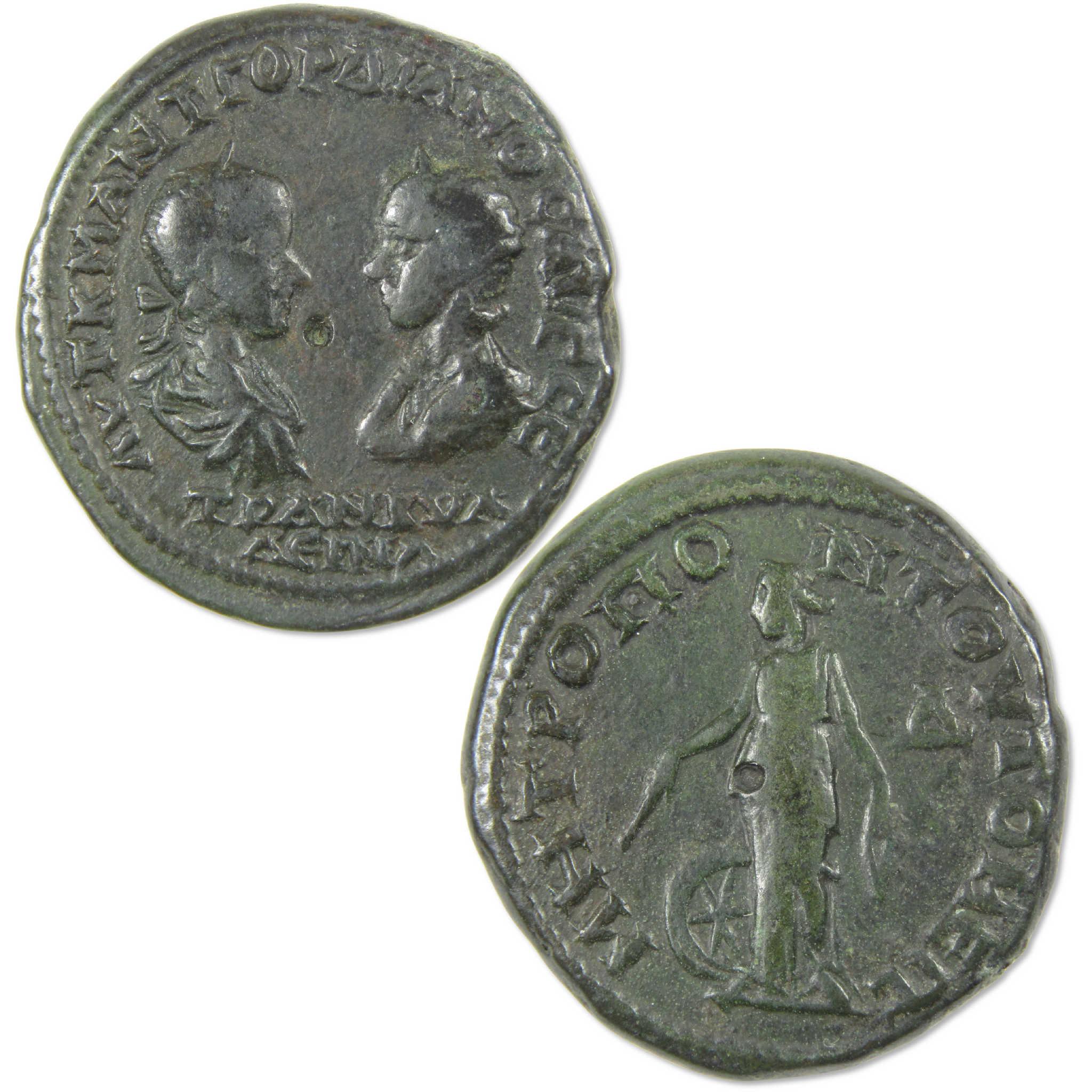 238-244 AD Gordian III & Tranquillina Bronze Coin VF Roman Provincial