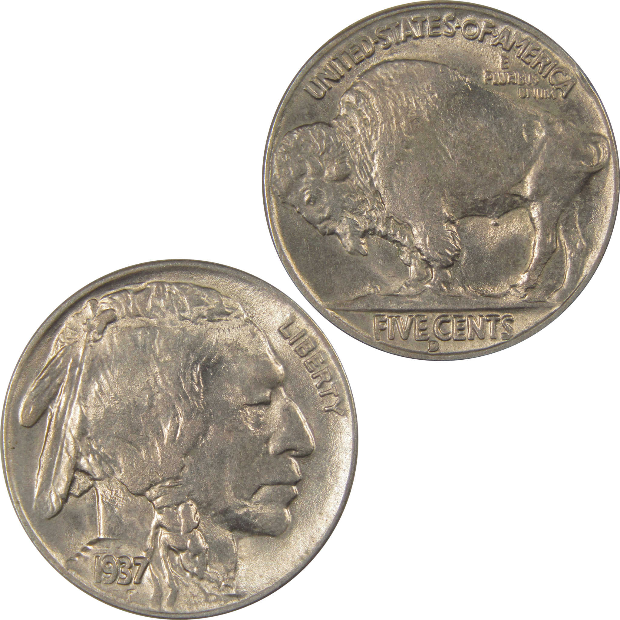 1937 D Indian Head Buffalo Nickel BU Choice Uncirculated SKU:I23870