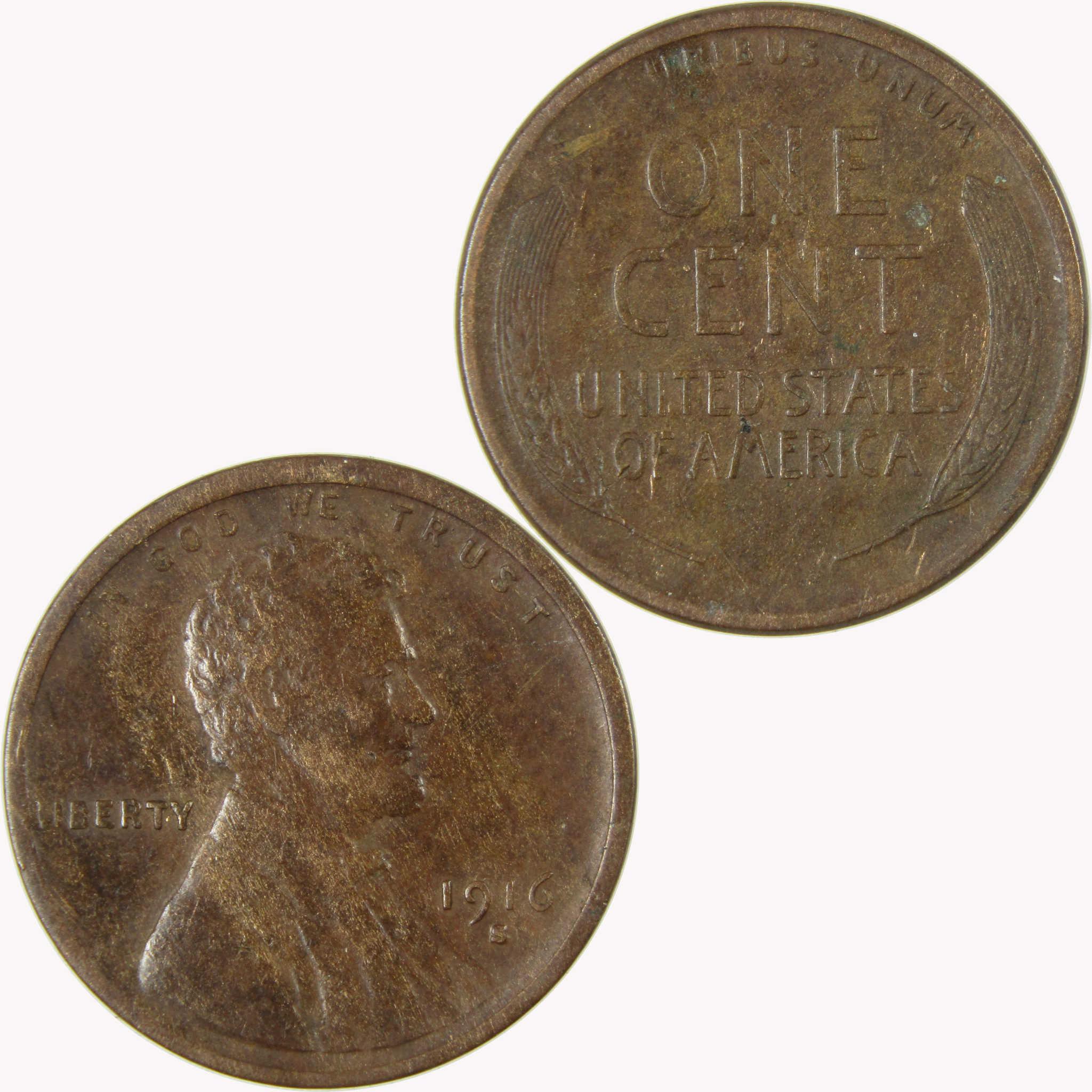 1916 S Lincoln Wheat 1c XF EF Extremely Fine Details Penny SKU:I25840