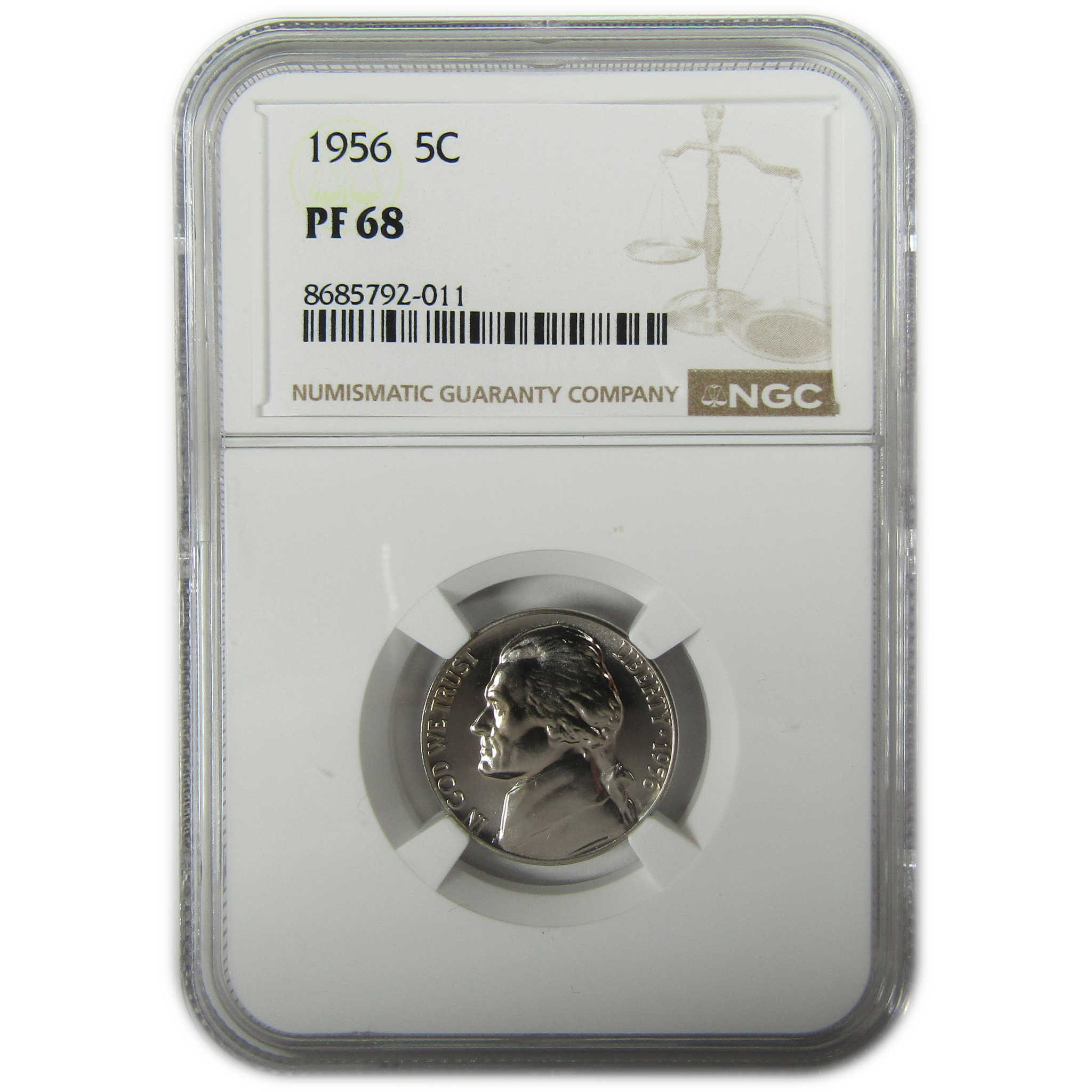 1956 Jefferson Nickel PF 68 NGC Proof 5c Coin Collectible SKU:I27376