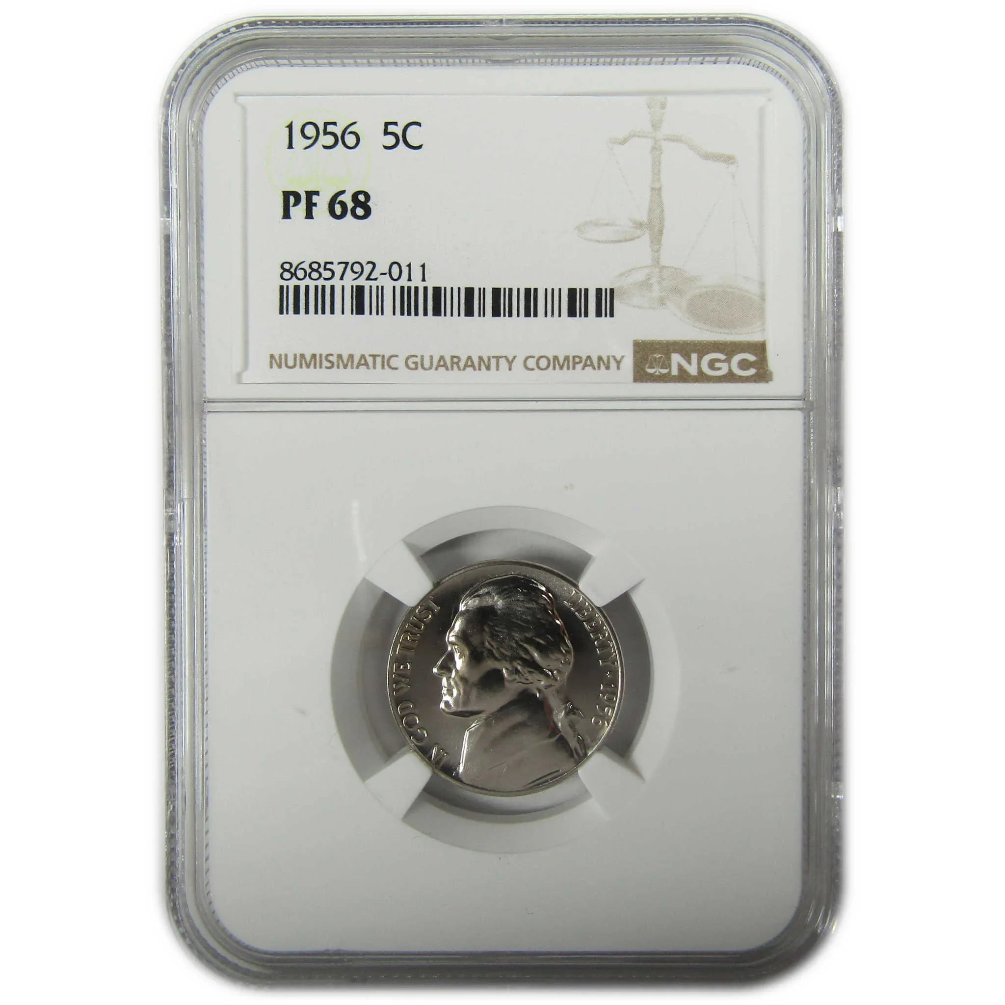1956 Jefferson Nickel PF 68 NGC Proof 5c Coin Collectible SKU:I27376