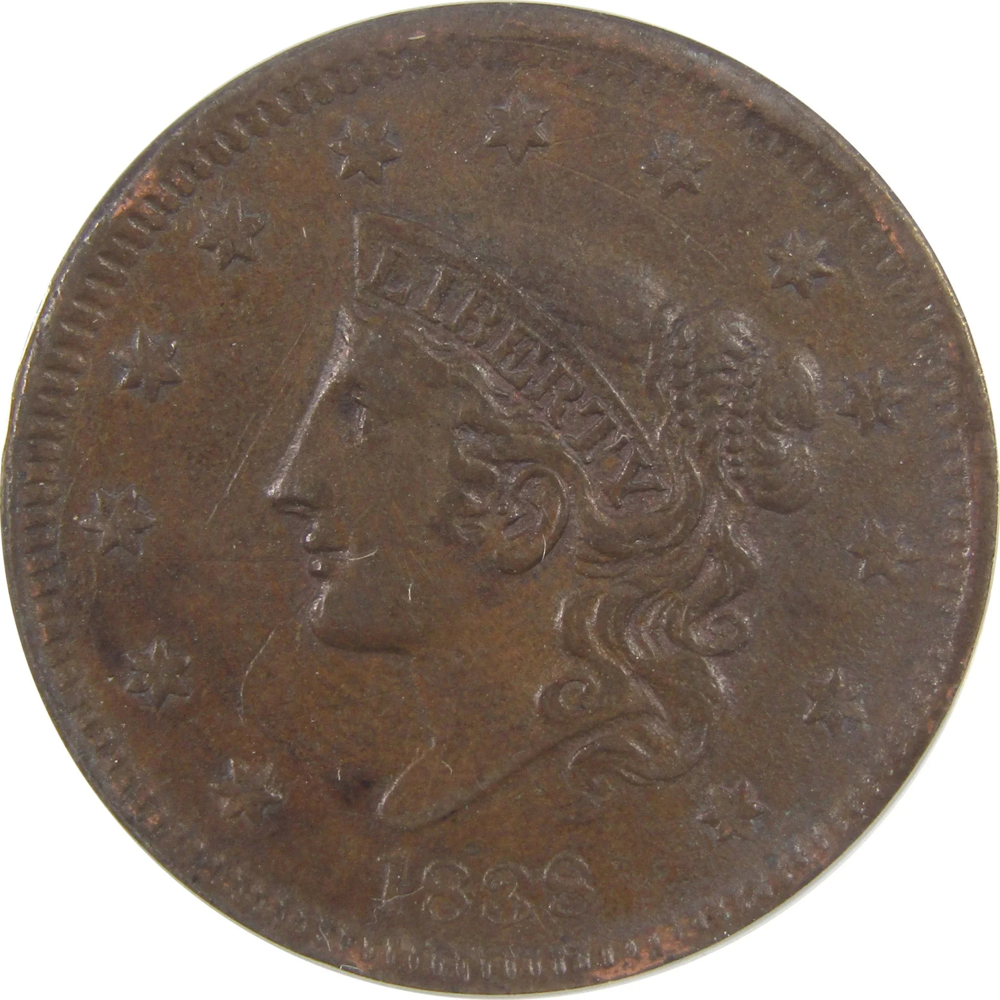 1838 Coronet Head Large Cent EF 45 Details ANACS Copper SKU:I18517