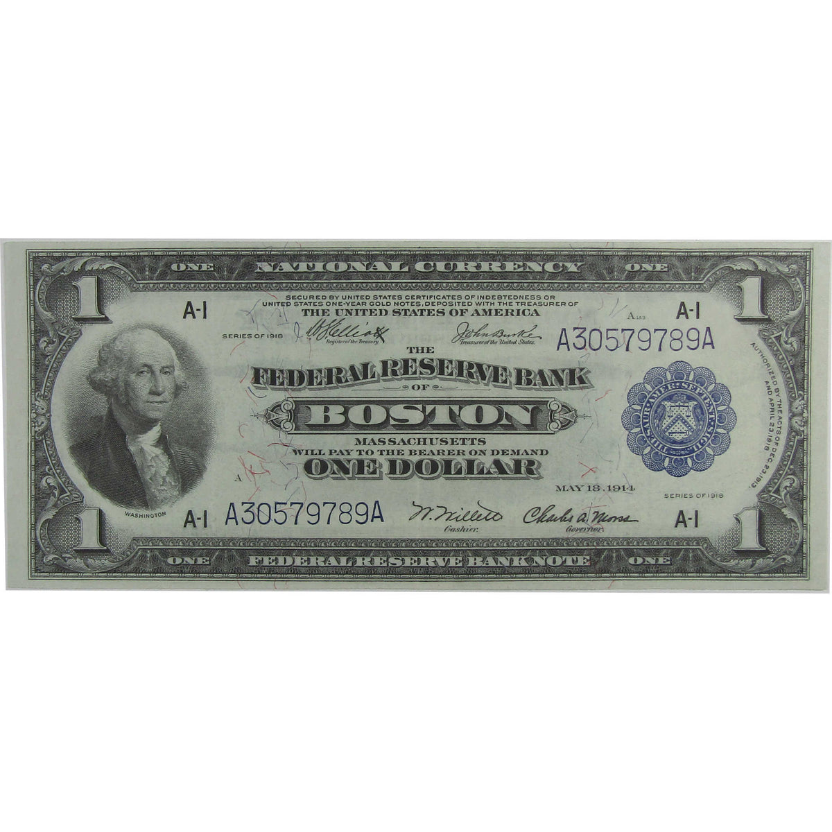 1918 $1 Federal Reserve Bank Note Fr 710 Boston MA XF Extremely Fine
