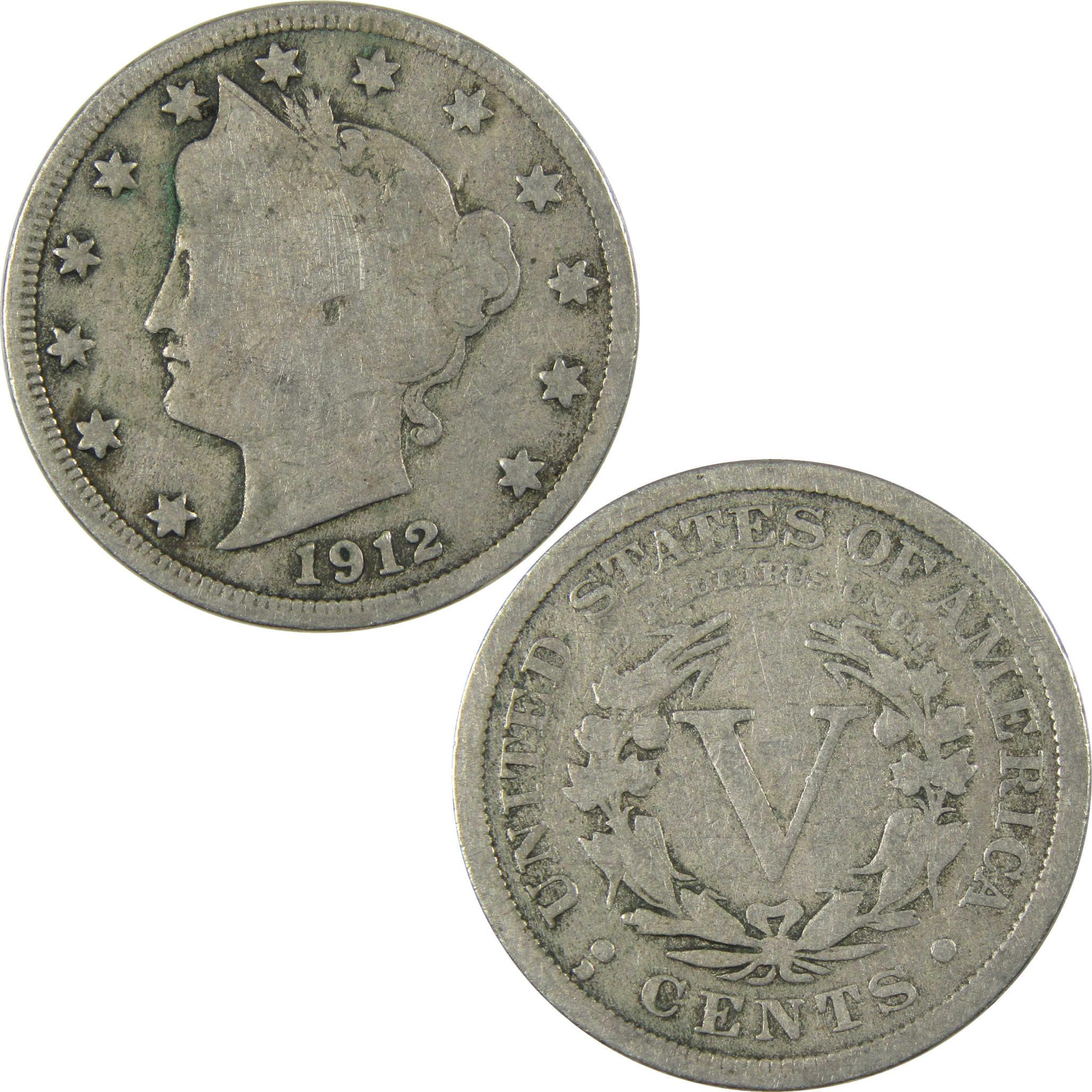1912 D Liberty Head V Nickel G Good 5c Coin SKU:I27054