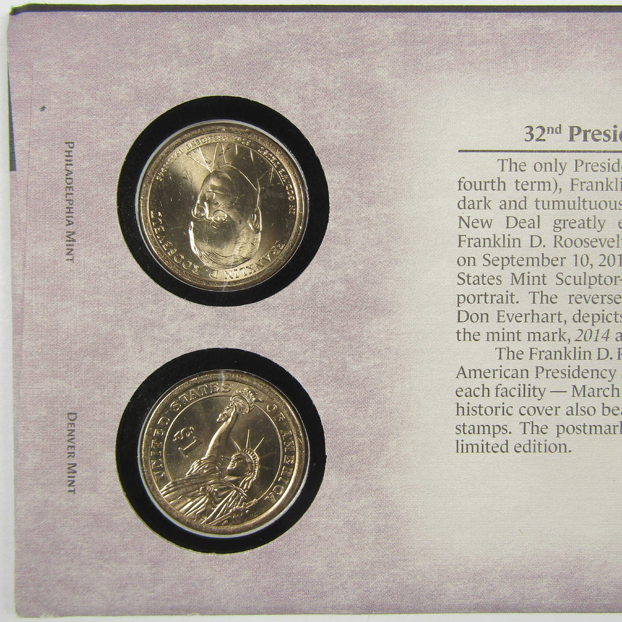 2014 Franklin Roosevelt American Presidency $1 Coin Cover SKU:CPC9873