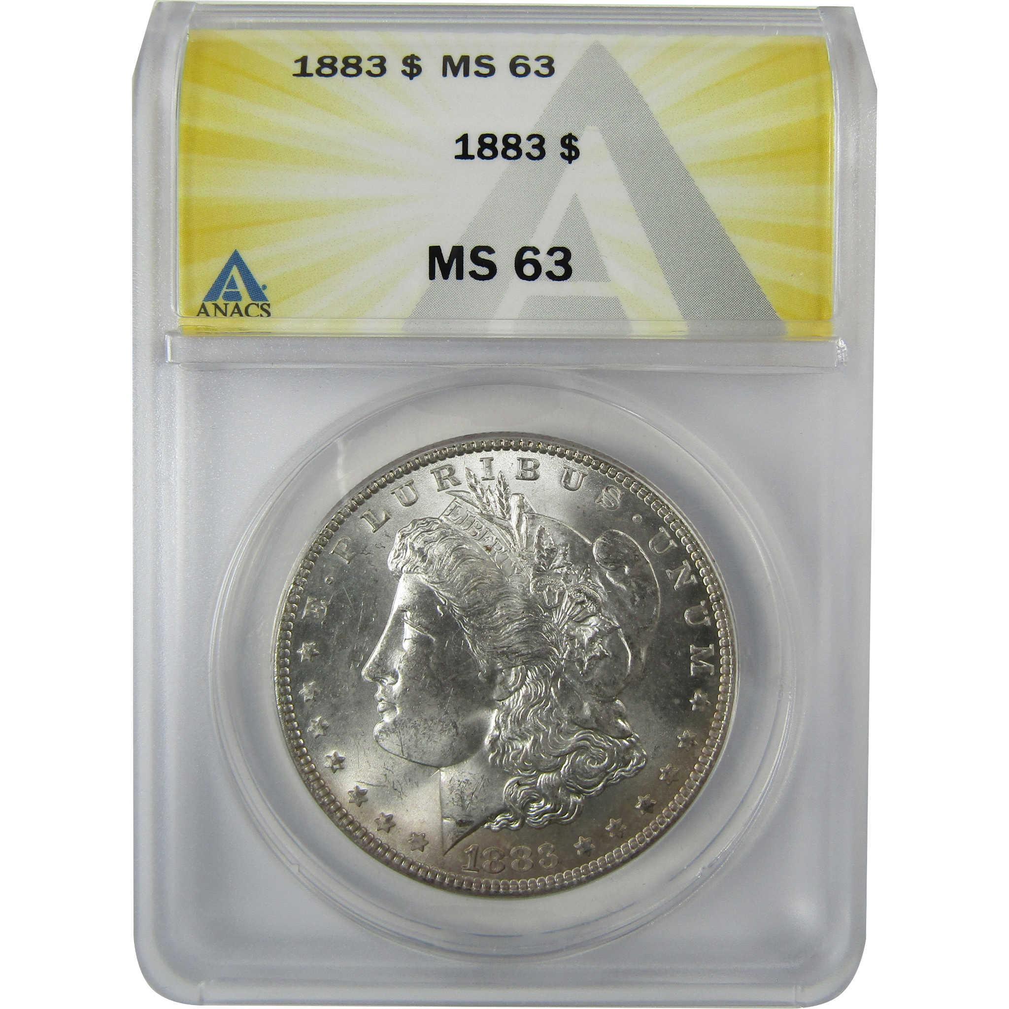 1883 Morgan Silver Dollar MS 63 ANACS Uncirculated $1 Coin SKU:CP825 - Morgan coin - Morgan silver dollar - Morgan silver dollar for sale - Profile Coins & Collectibles
