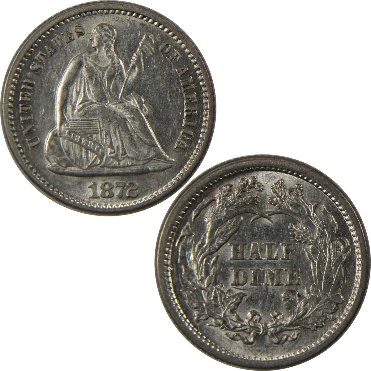 1872 Seated Liberty Silver Half Dime CH AU Choice About Uncirculated