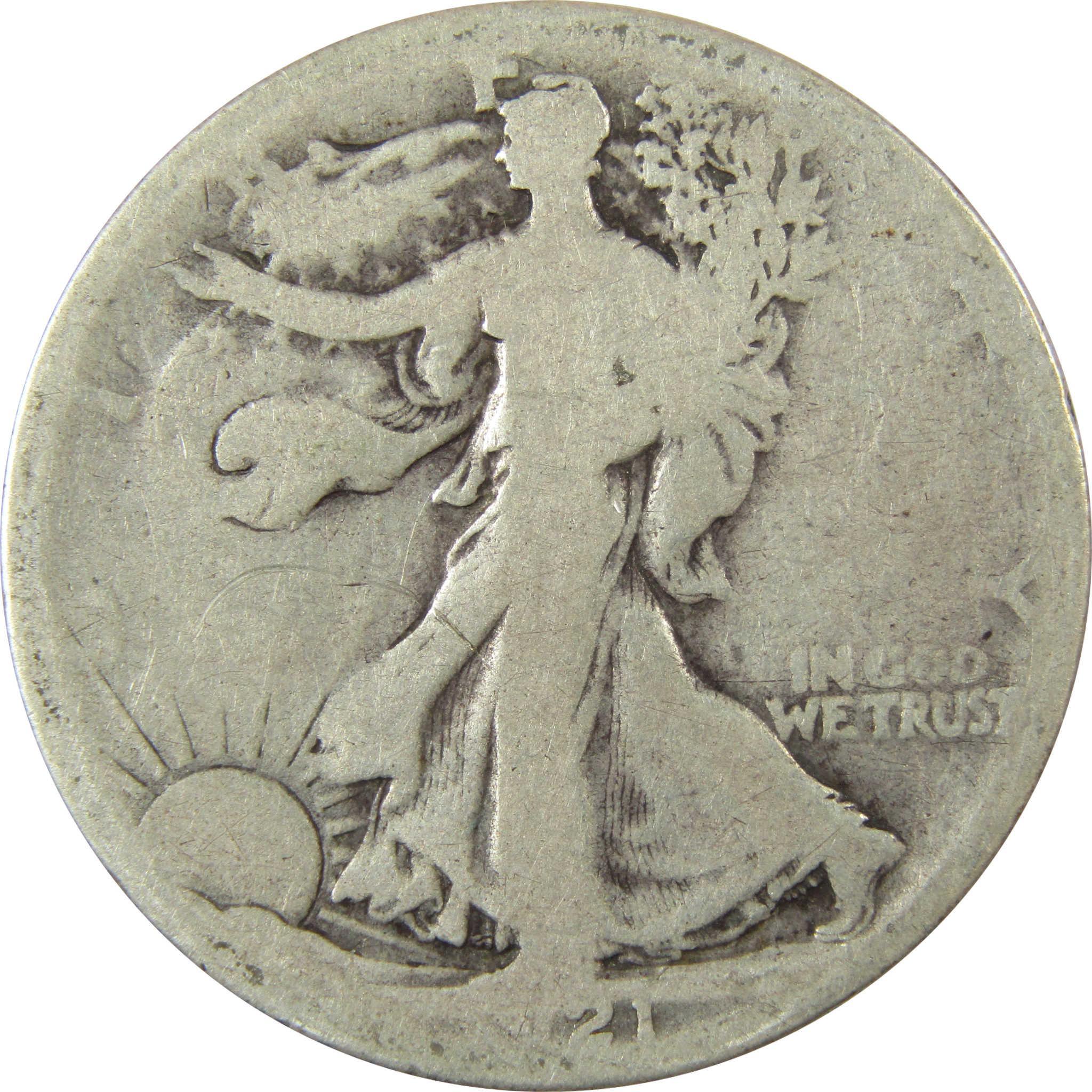 1921 S Liberty Walking Silver Half Dollar AG About Good SKU:CP1430