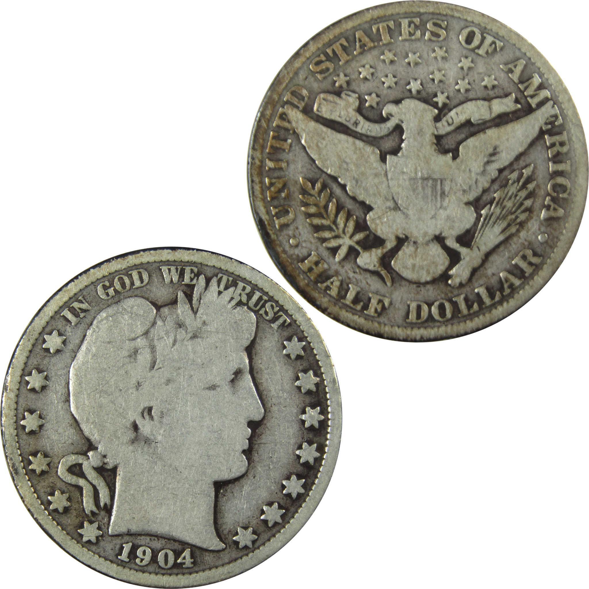 1904 Barber Silver Half Dollar G Good 50c Coin SKU:I25971