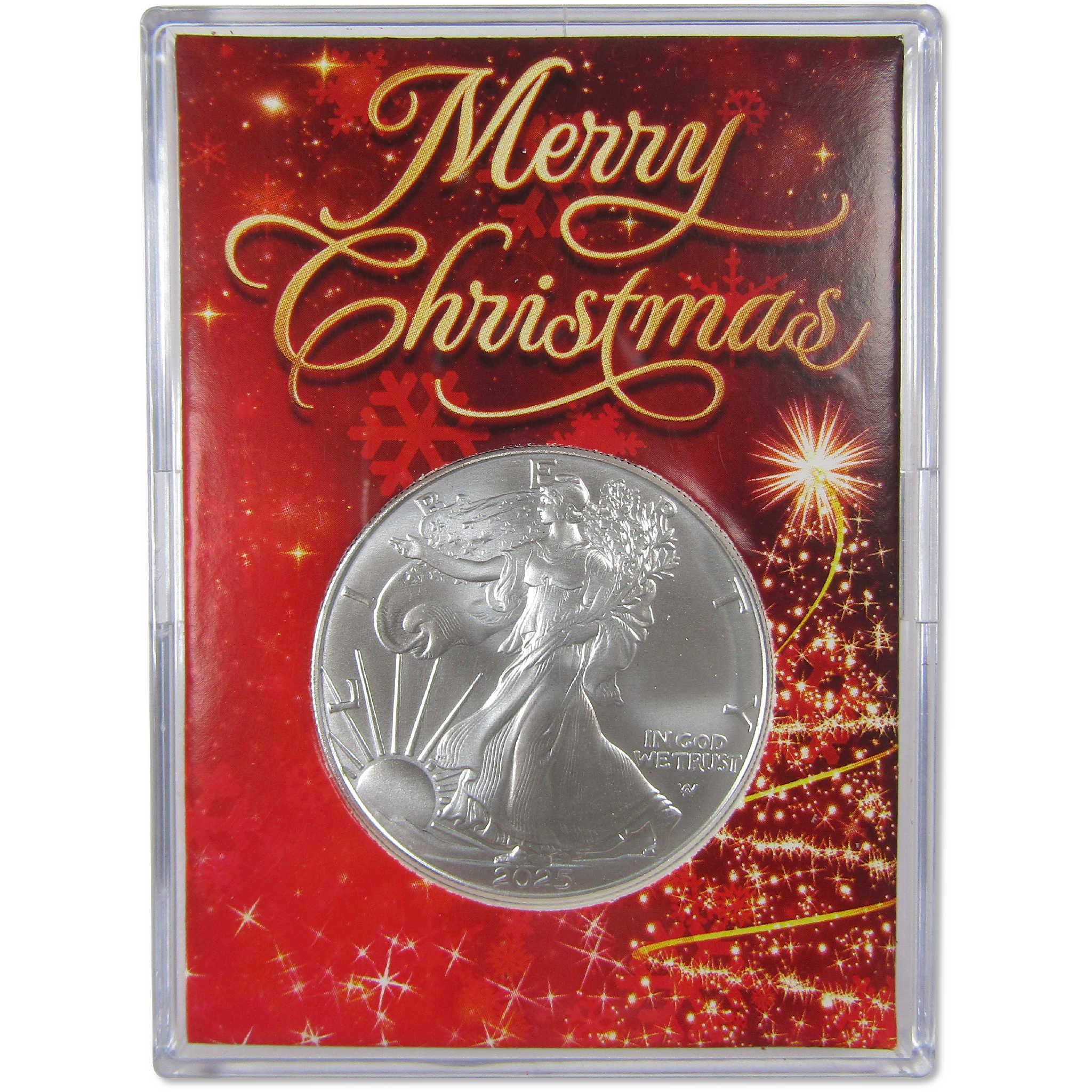 2025 American Silver Eagle Uncirculated with Merry Christmas Holder