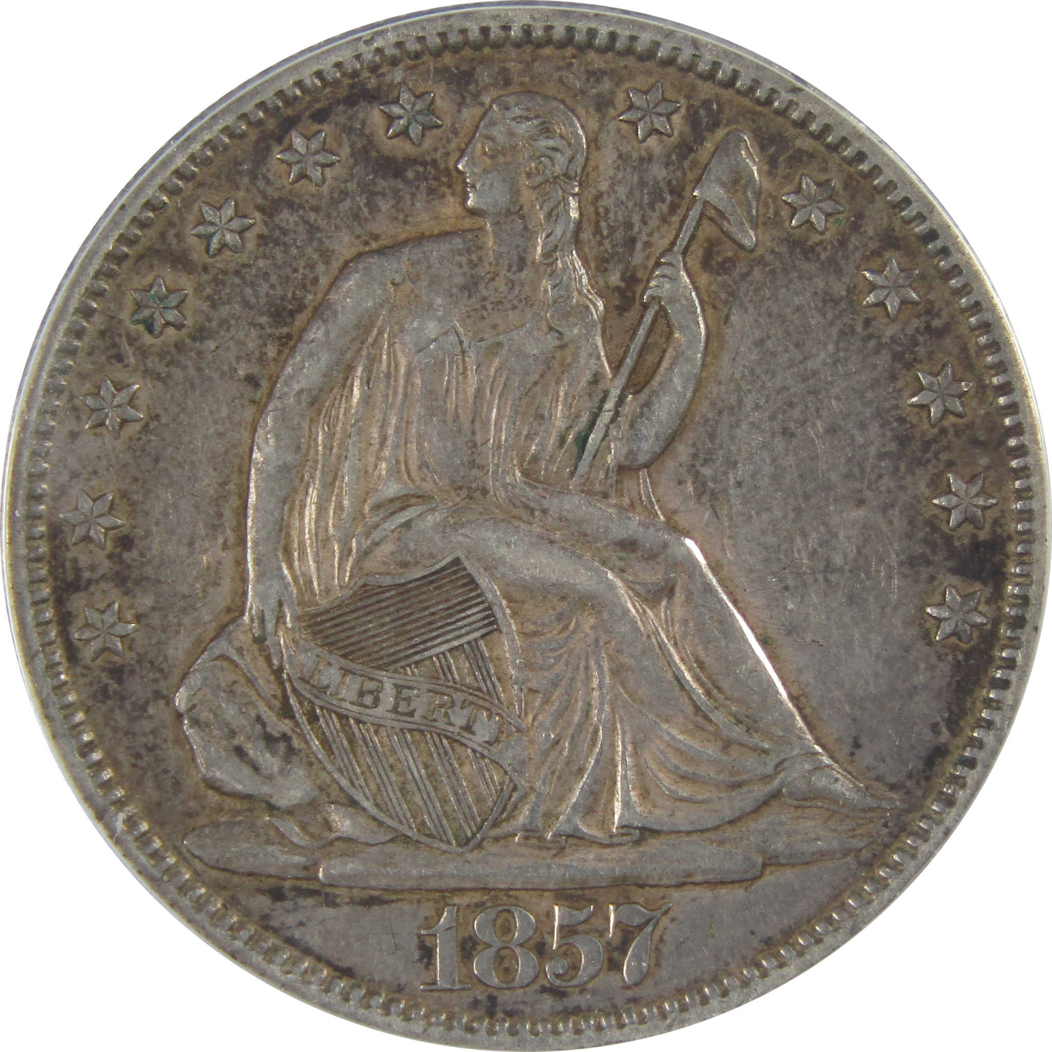 1857 Seated Liberty Half Dollar AU 53 Details ANACS Silver SKU:CP160