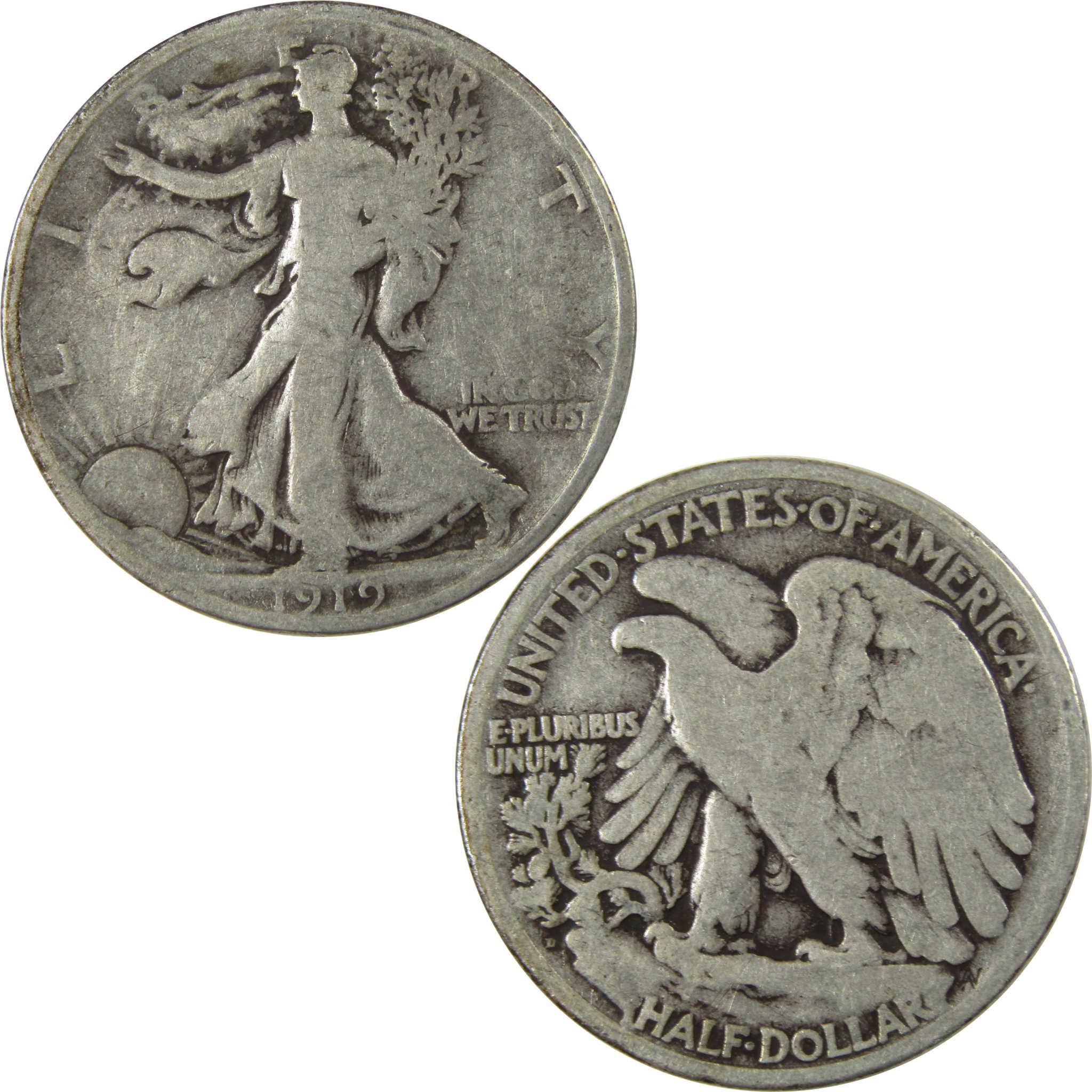 1919 D Liberty Walking Silver Half Dollar VG Very Good SKU:I25895