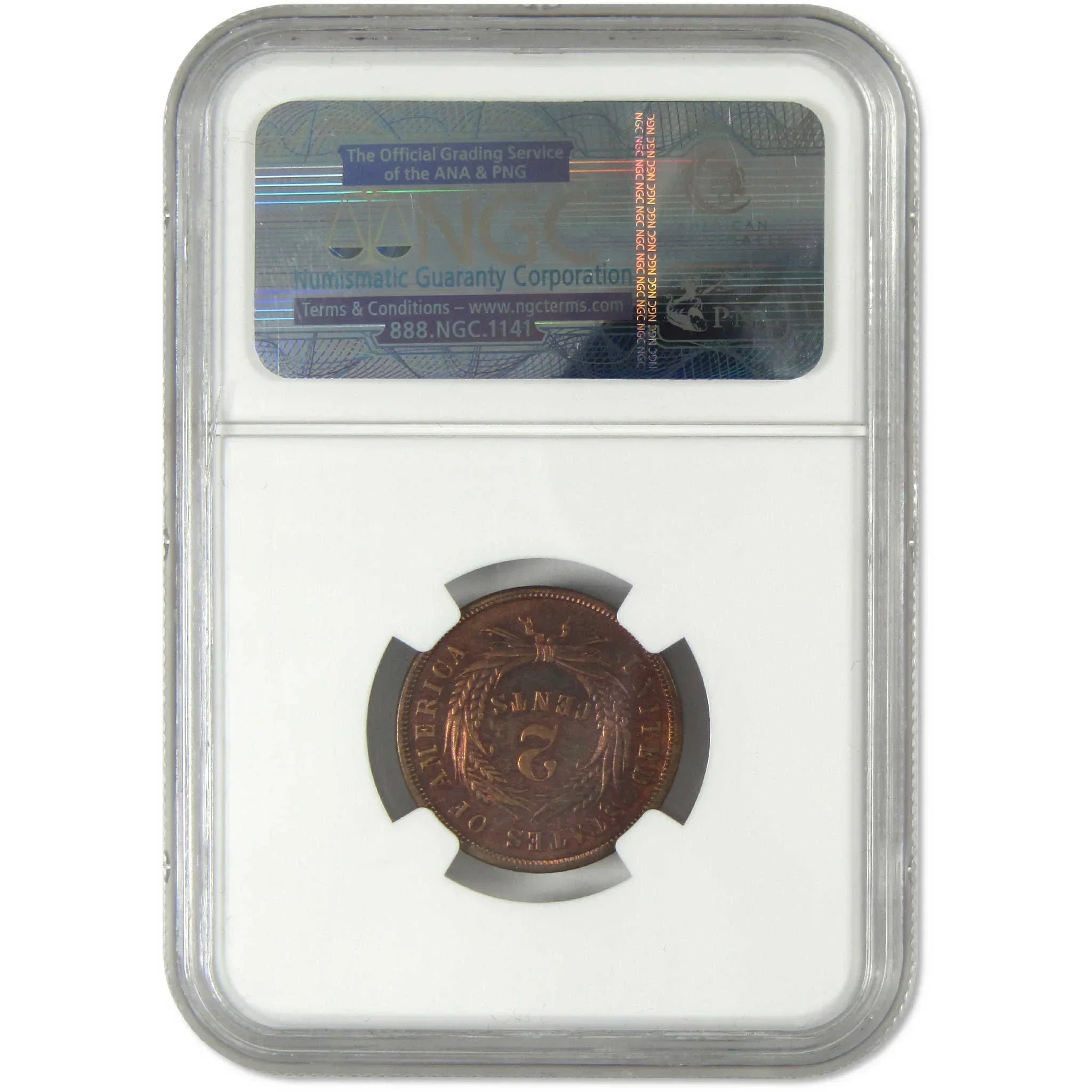 1869 Two Cent Piece PF 65 RB NGC Proof 2c Coin Collectible