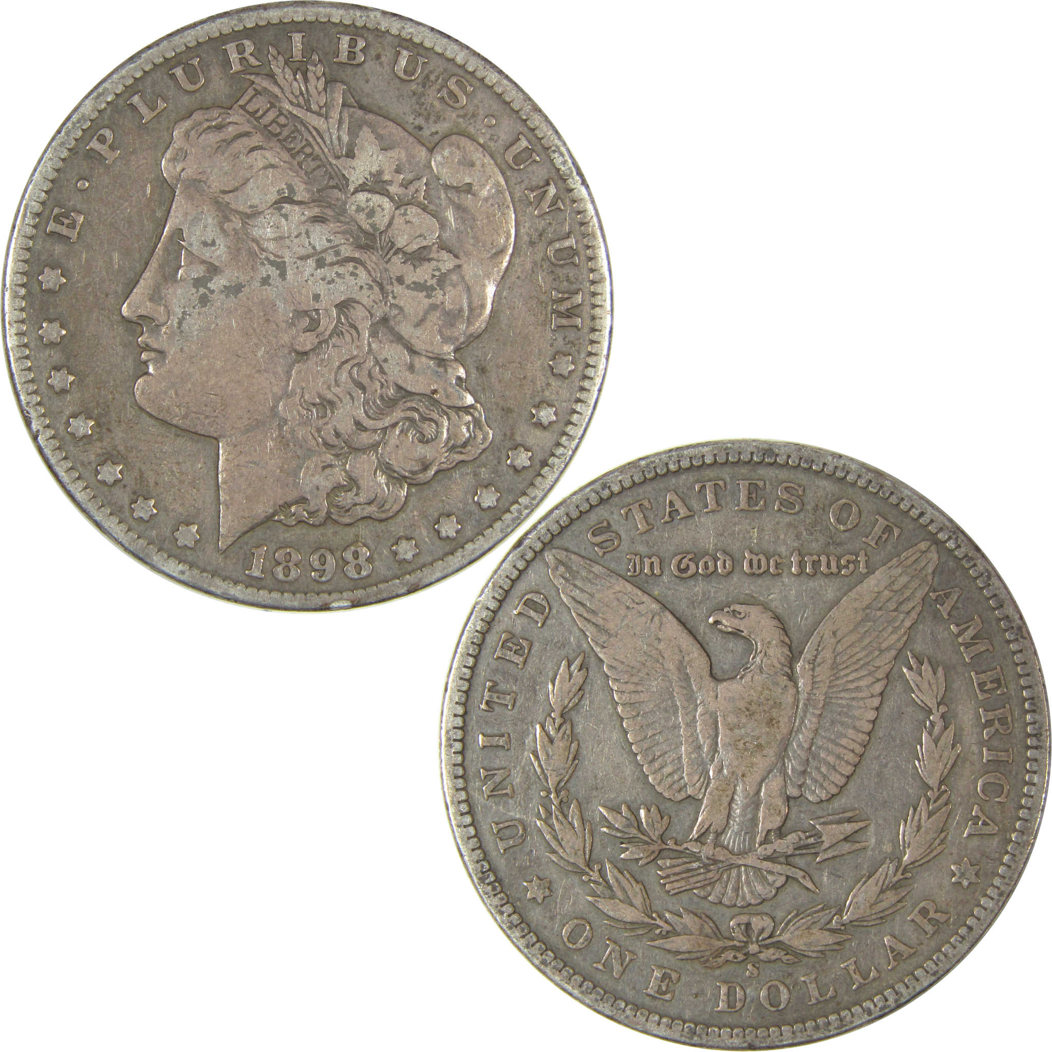 1898 S Morgan Dollar F Fine Silver $1 Coin SKU:I22559 - Morgan coin - Morgan silver dollar - Morgan silver dollar for sale - Profile Coins & Collectibles