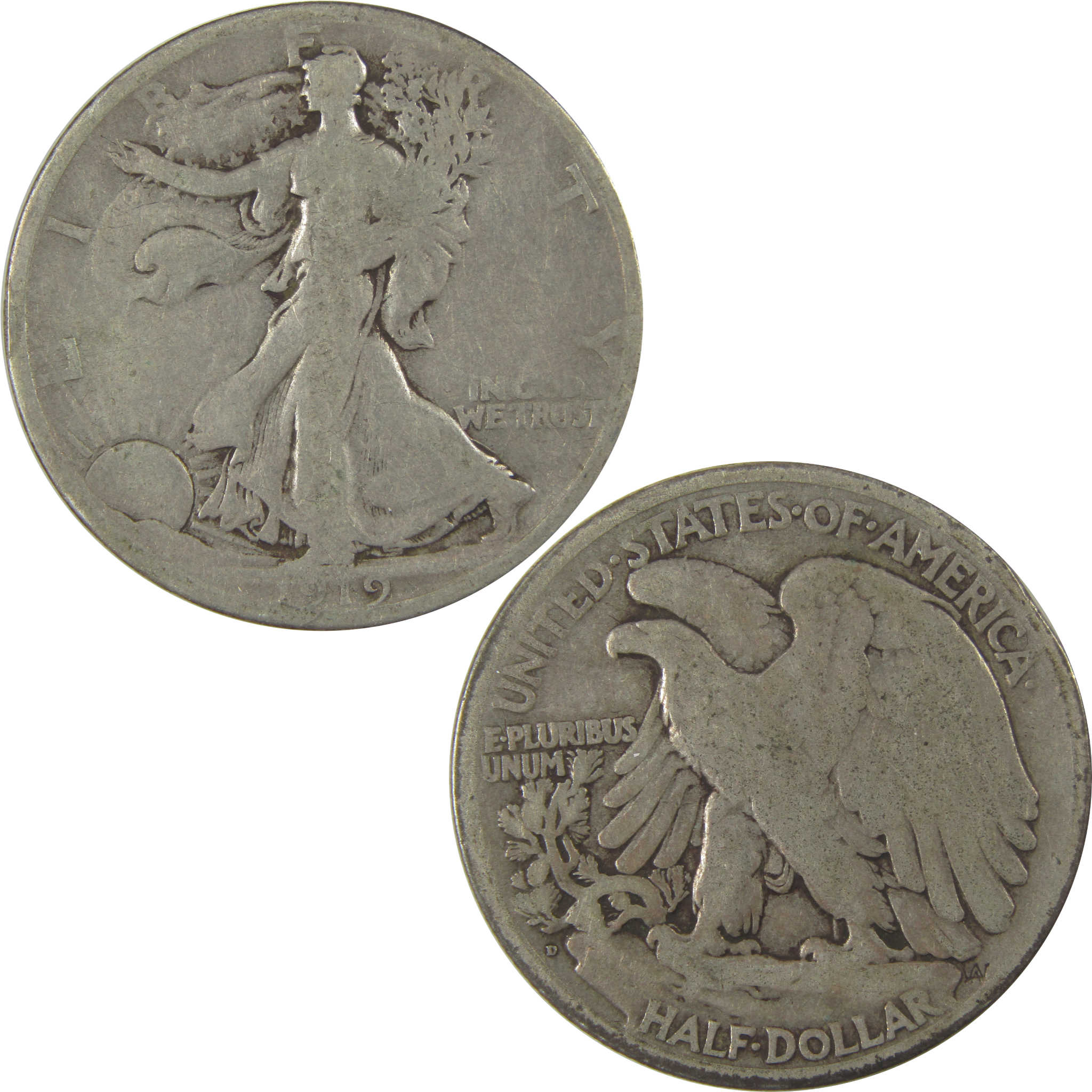 1919 D Liberty Walking Half Dollar VG Very Good Silver SKU:I20070