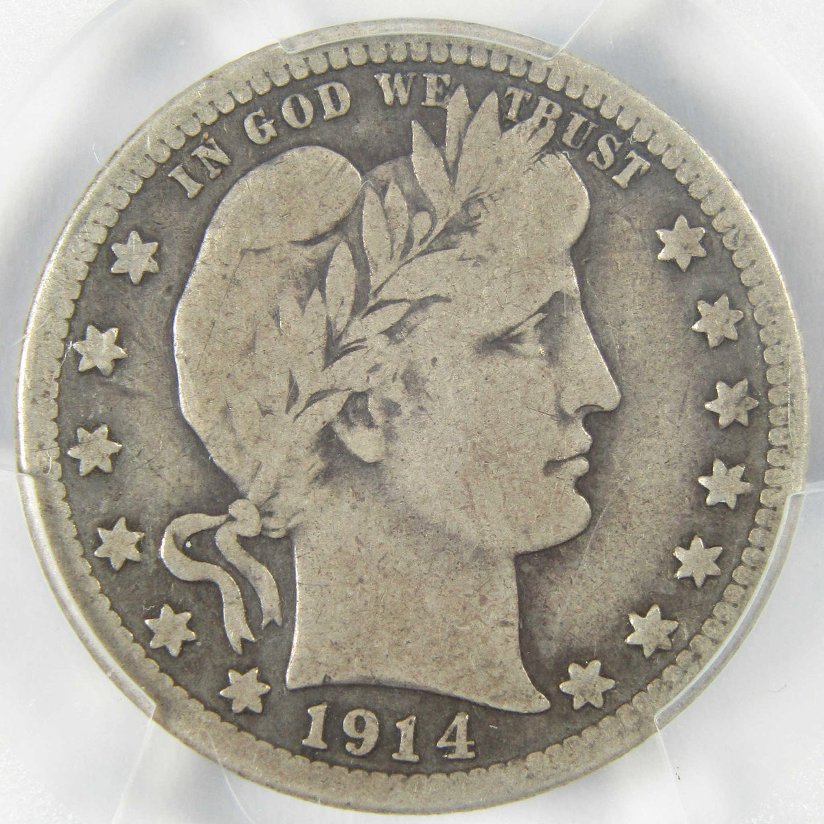 1914 S Barber Silver Quarter VG 10 PCGS CAC 25c Coin Collectible