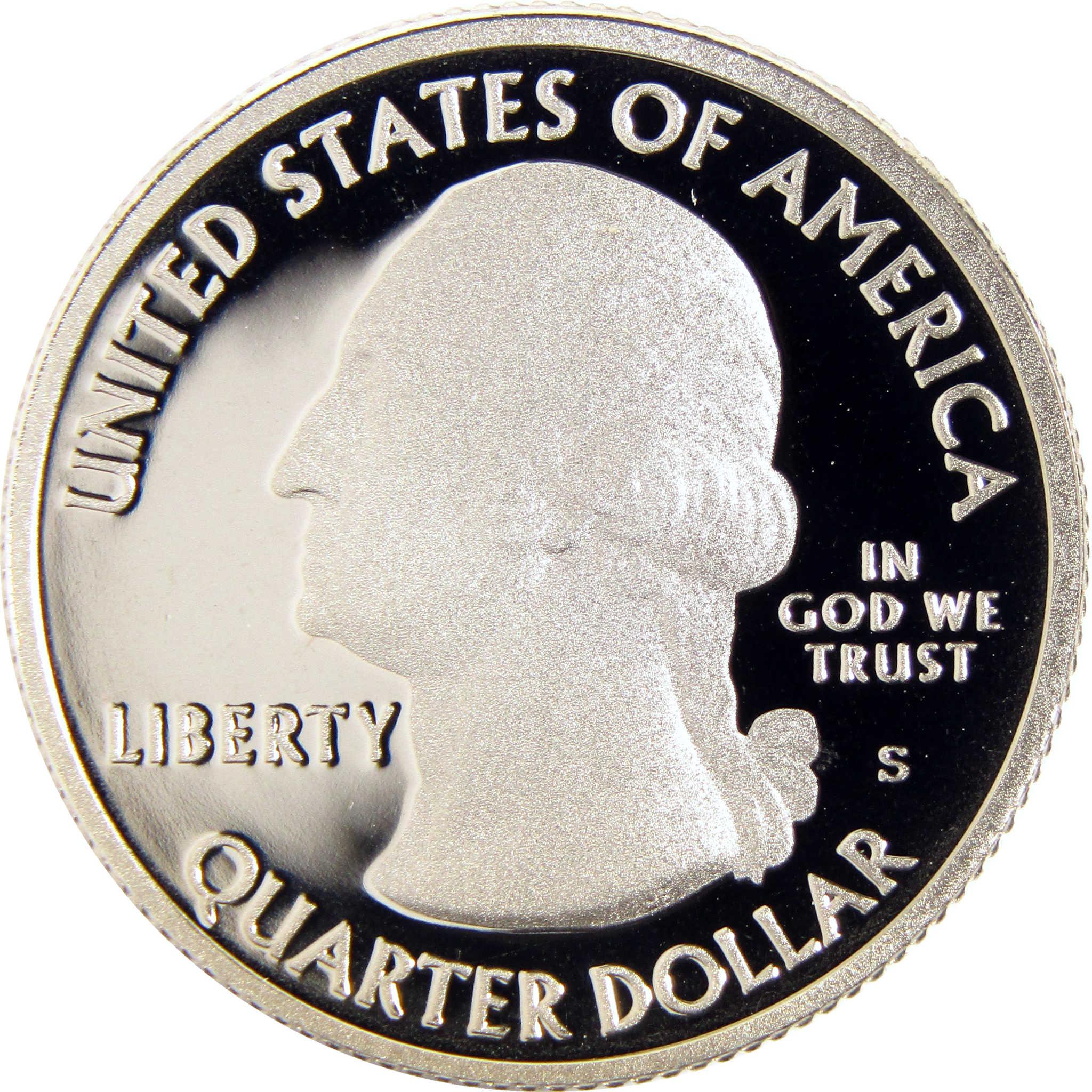 Proof Washington Quarter Dollar coin, United States, with Liberty and In God We Trust inscriptions.