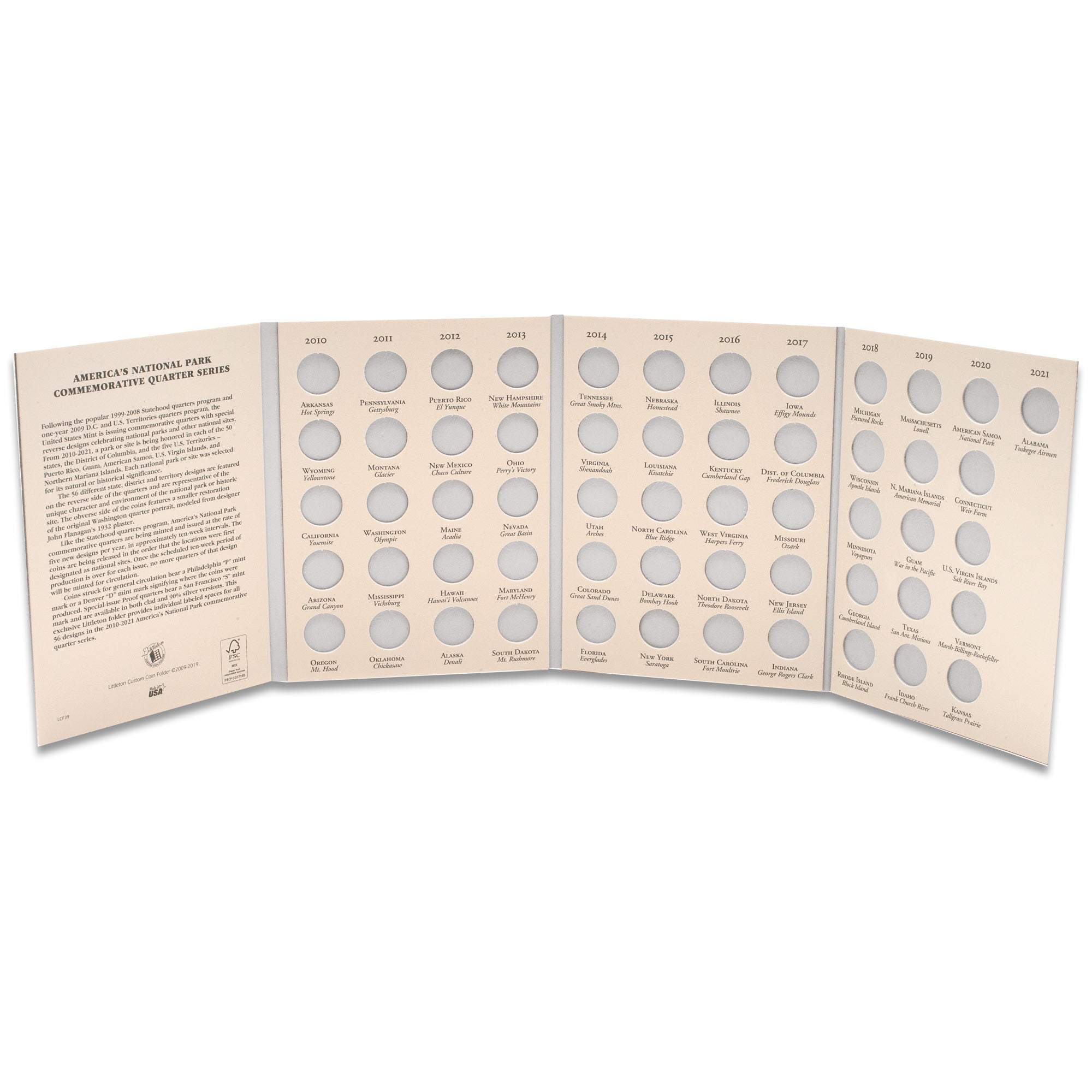 2010-2021 America's National Park Quarter Series Classic Folder