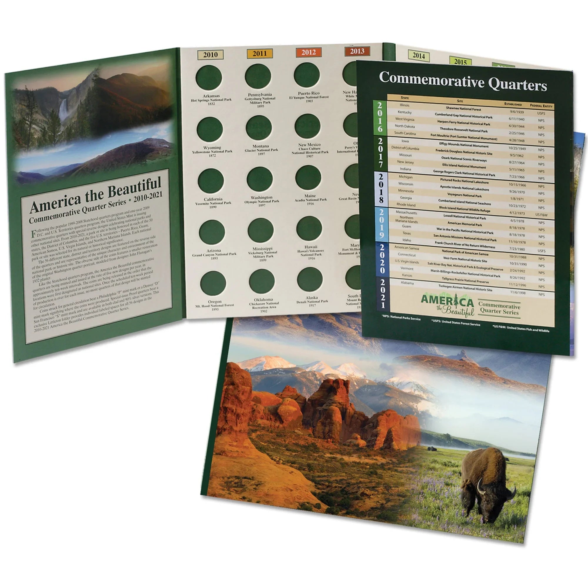 2010-2021 America's National Park Quarter Series Colorful Folder