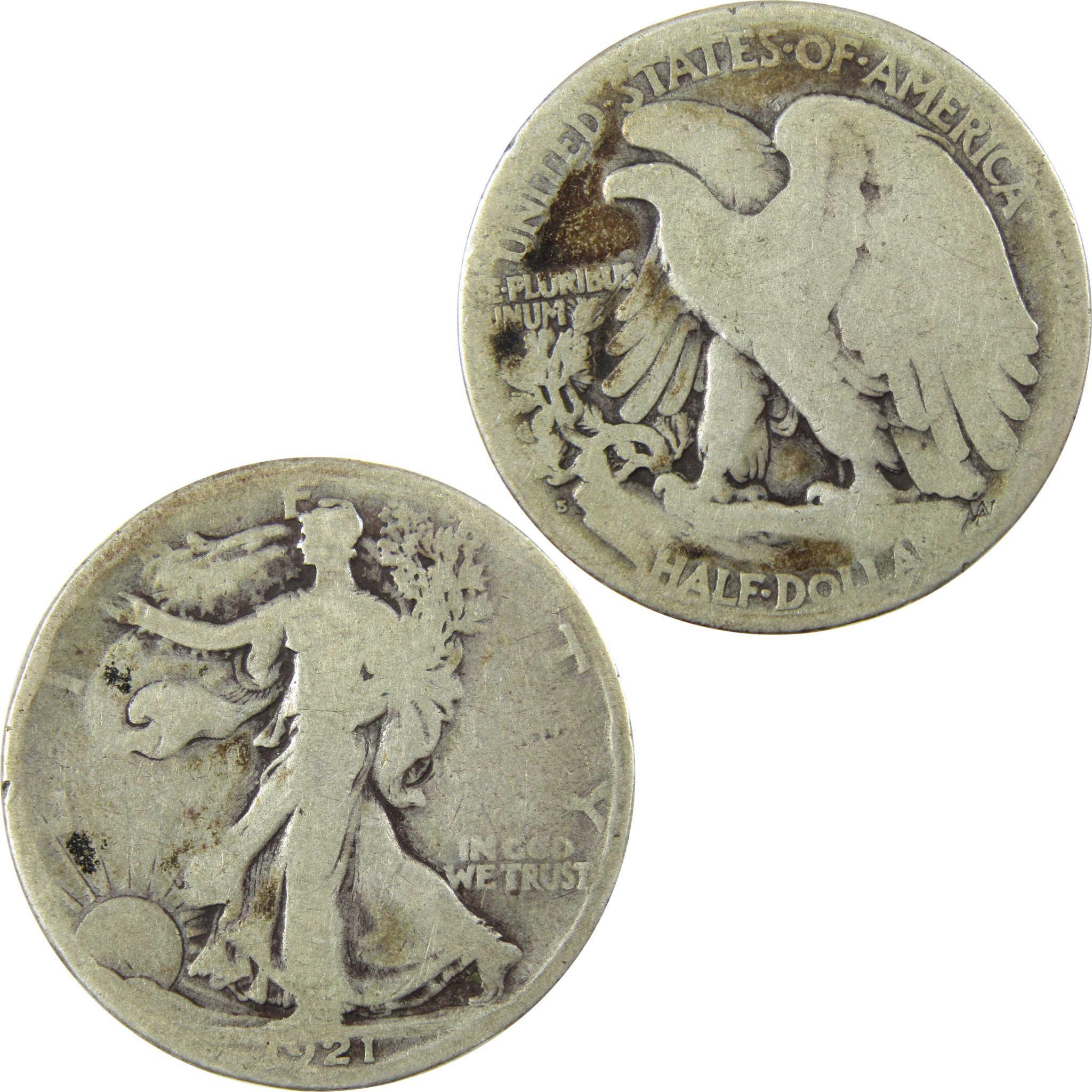 1921 S Liberty Walking Silver Half Dollar AG About Good SKU:CP1435