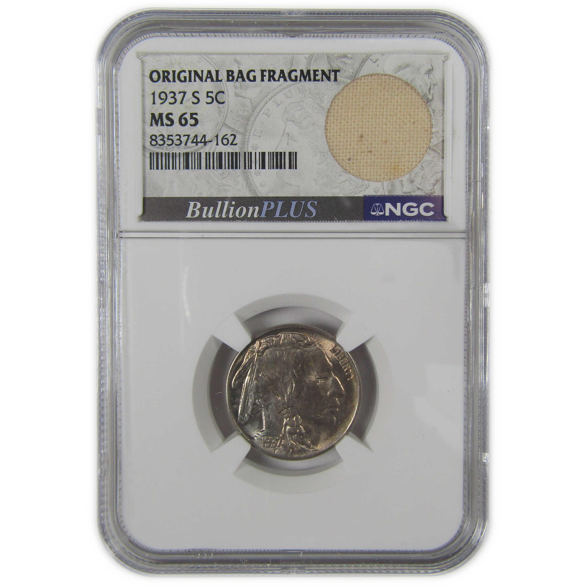 1937 S Indian Head Buffalo Nickel MS 65 NGC Bag Fragment SKU:I22655