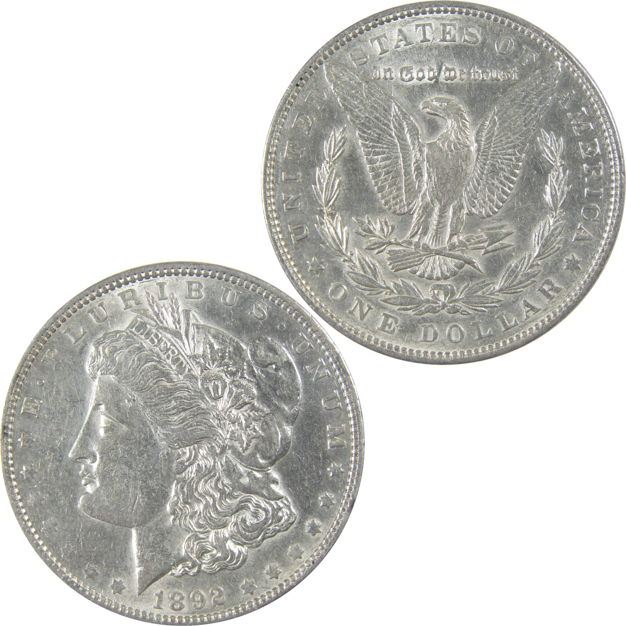 1892 Morgan Dollar AU About Uncirculated Silver $1 Coin SKU:I23414 - Morgan coin - Morgan silver dollar - Morgan silver dollar for sale - Profile Coins & Collectibles