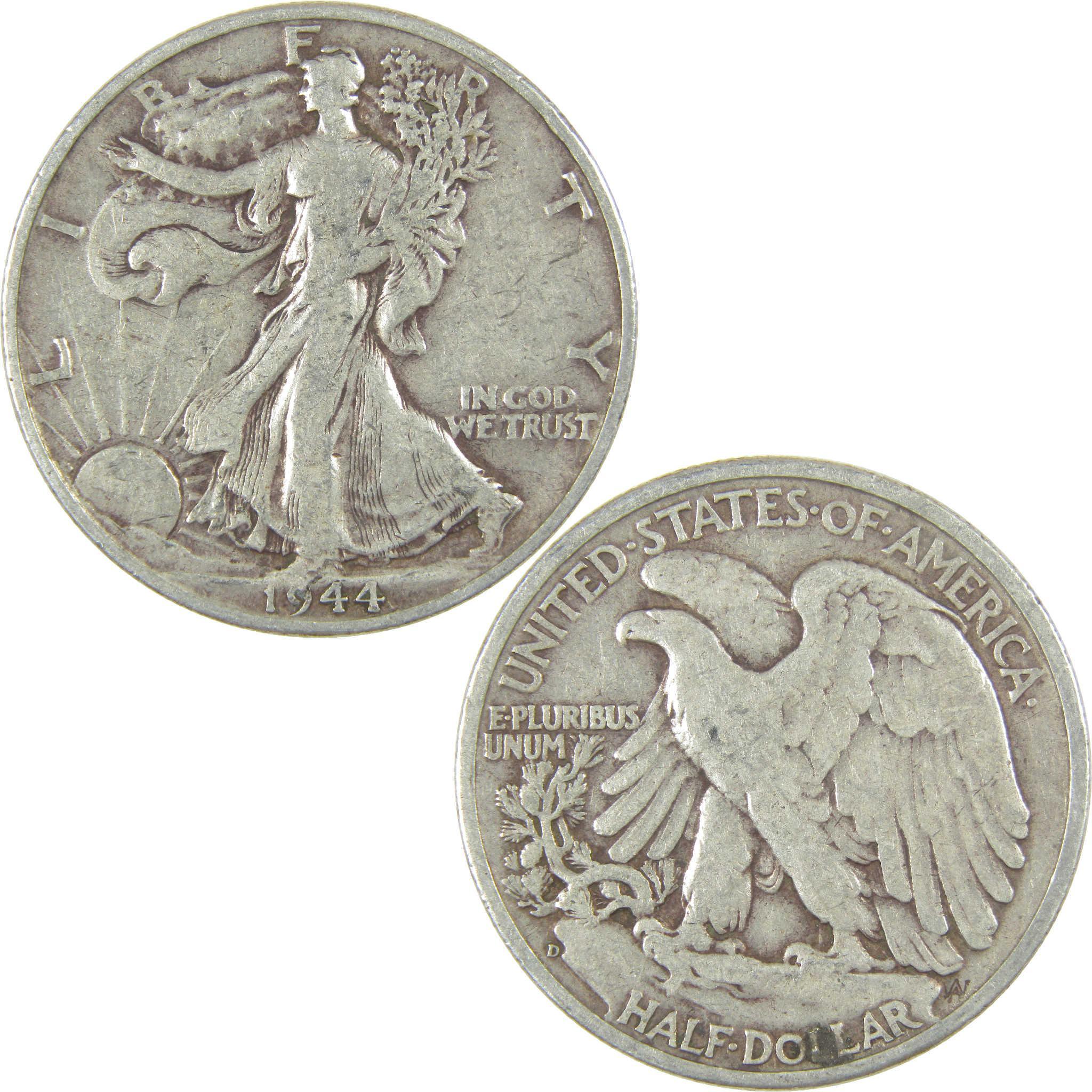 1944 D Liberty Walking Half Dollar G Good Silver 50c Coin