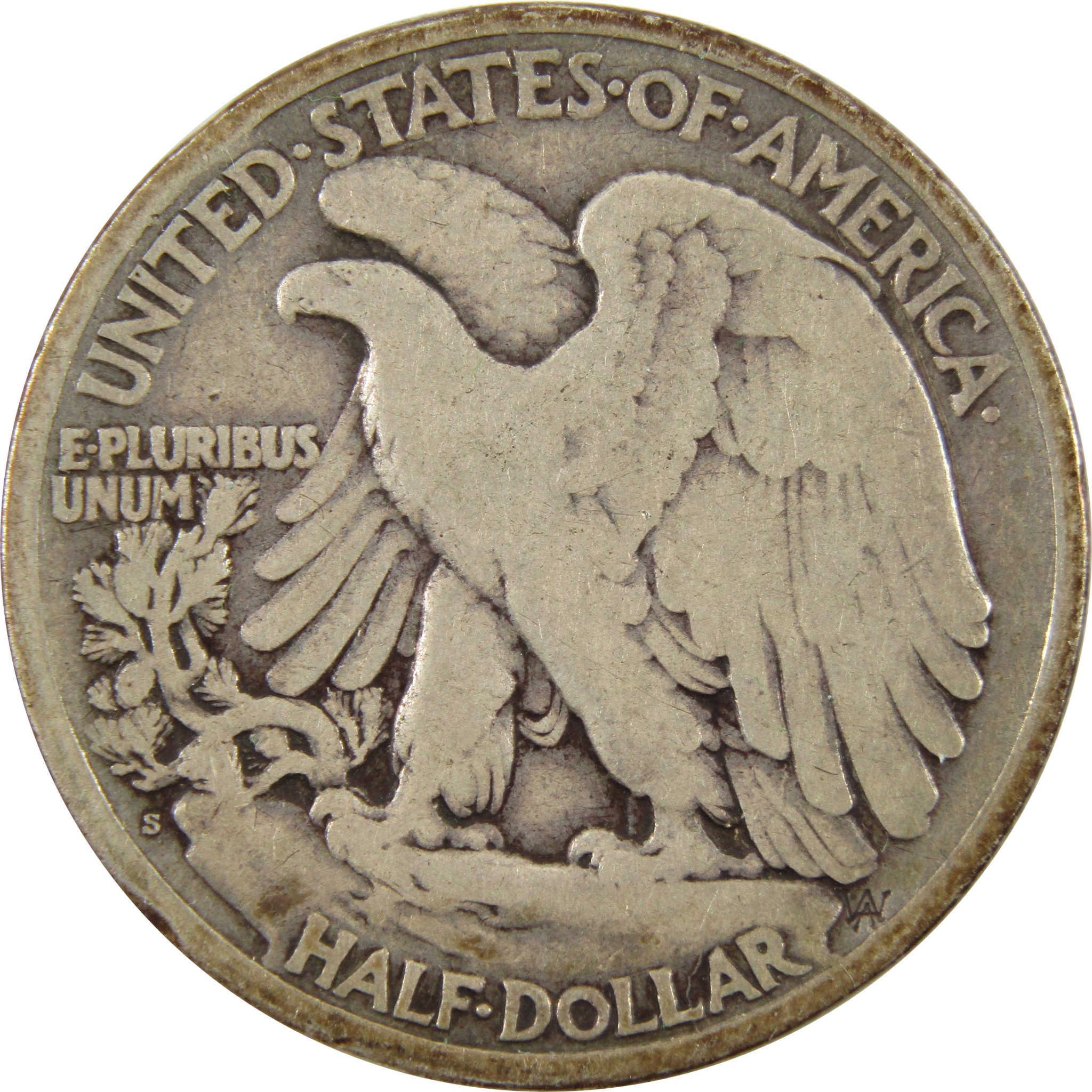 1921 S Liberty Walking Half Dollar F Fine 90% Silver 50c SKU:I10419