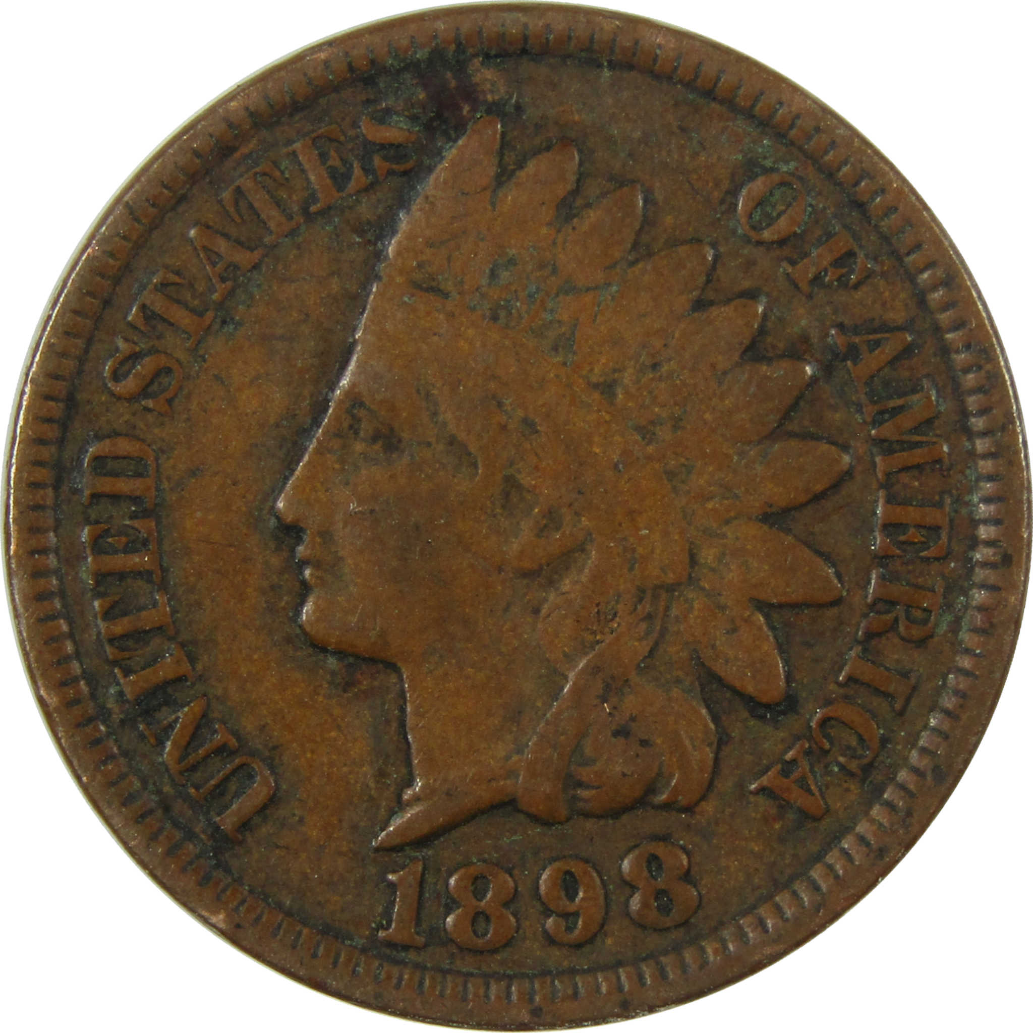 1898 Indian Head Cent F Fine Penny 1c Coin Collectible SKU:I26945