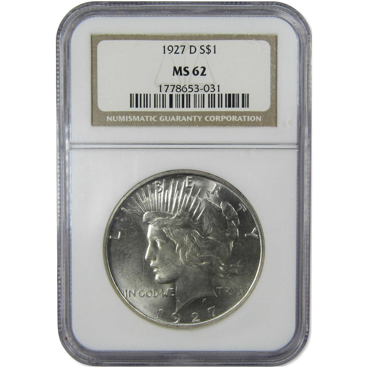 1927 D Peace Silver Dollar MS 62 NGC Uncirculated $1 Coin Collectible
