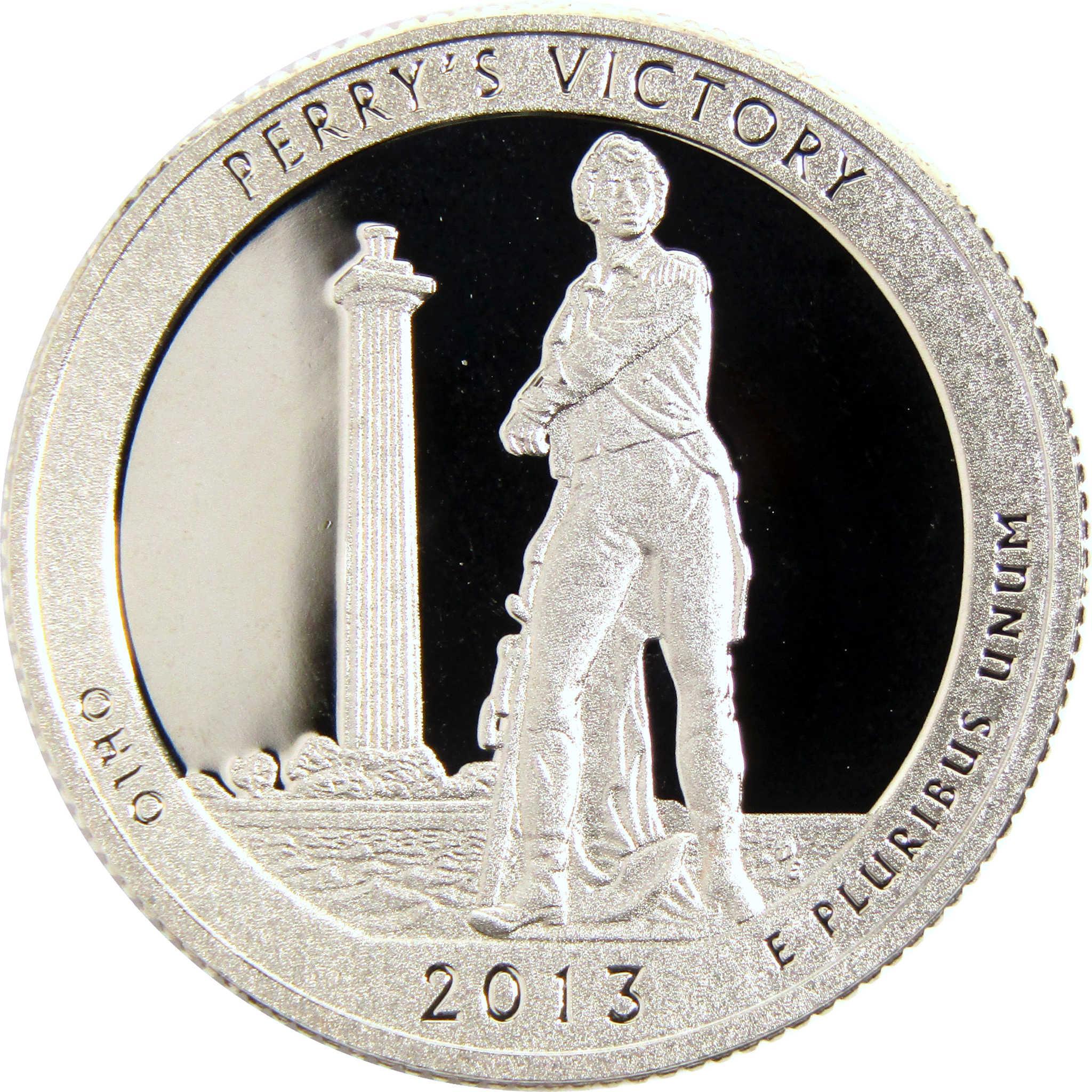 2013 Perry's Victory Ohio quarter featuring statue and monument, collectible coin
