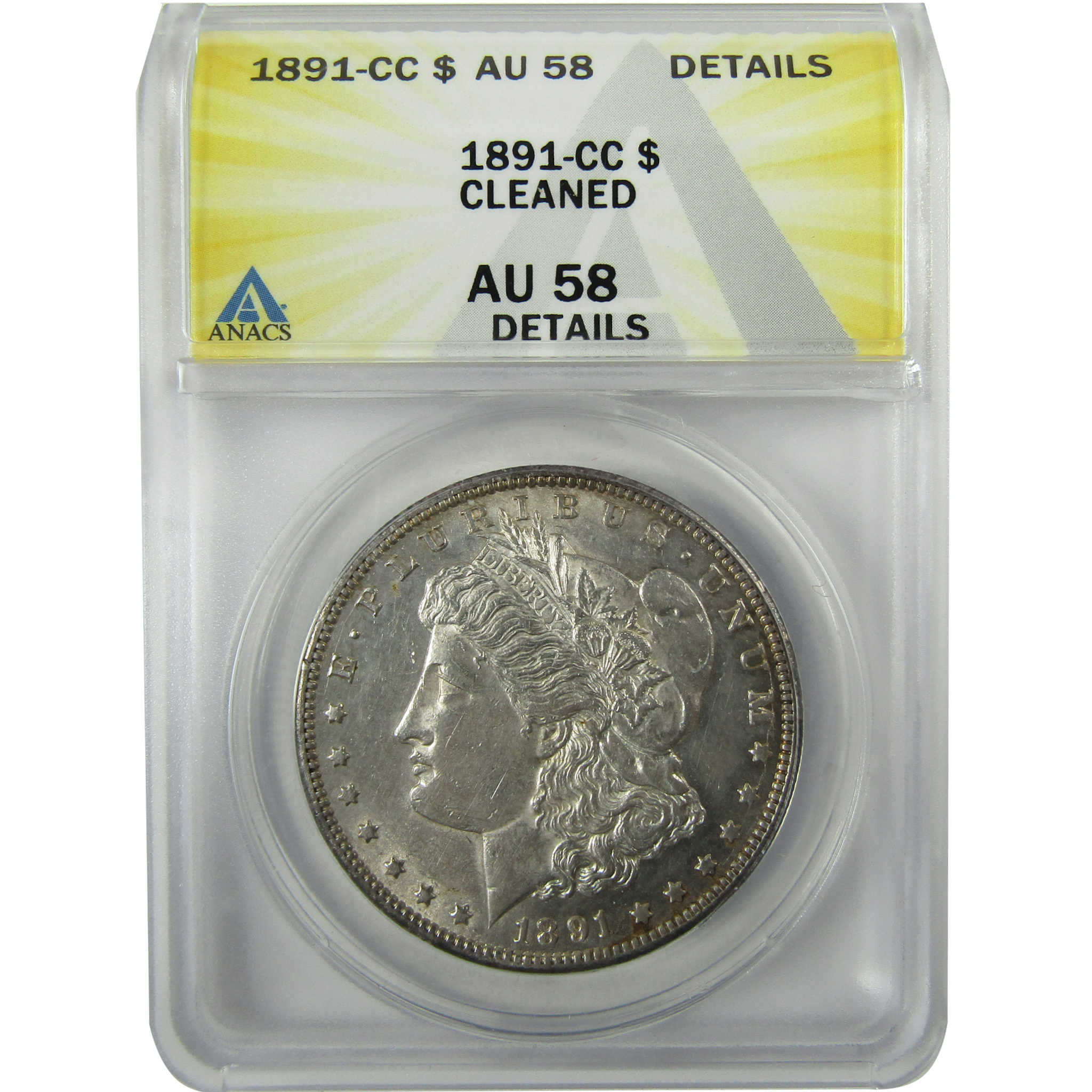 1891 CC Morgan Silver Dollar AU 58 Details ANACS $1 Coin SKU:I27966 - Morgan coin - Morgan silver dollar - Morgan silver dollar for sale - Profile Coins & Collectibles