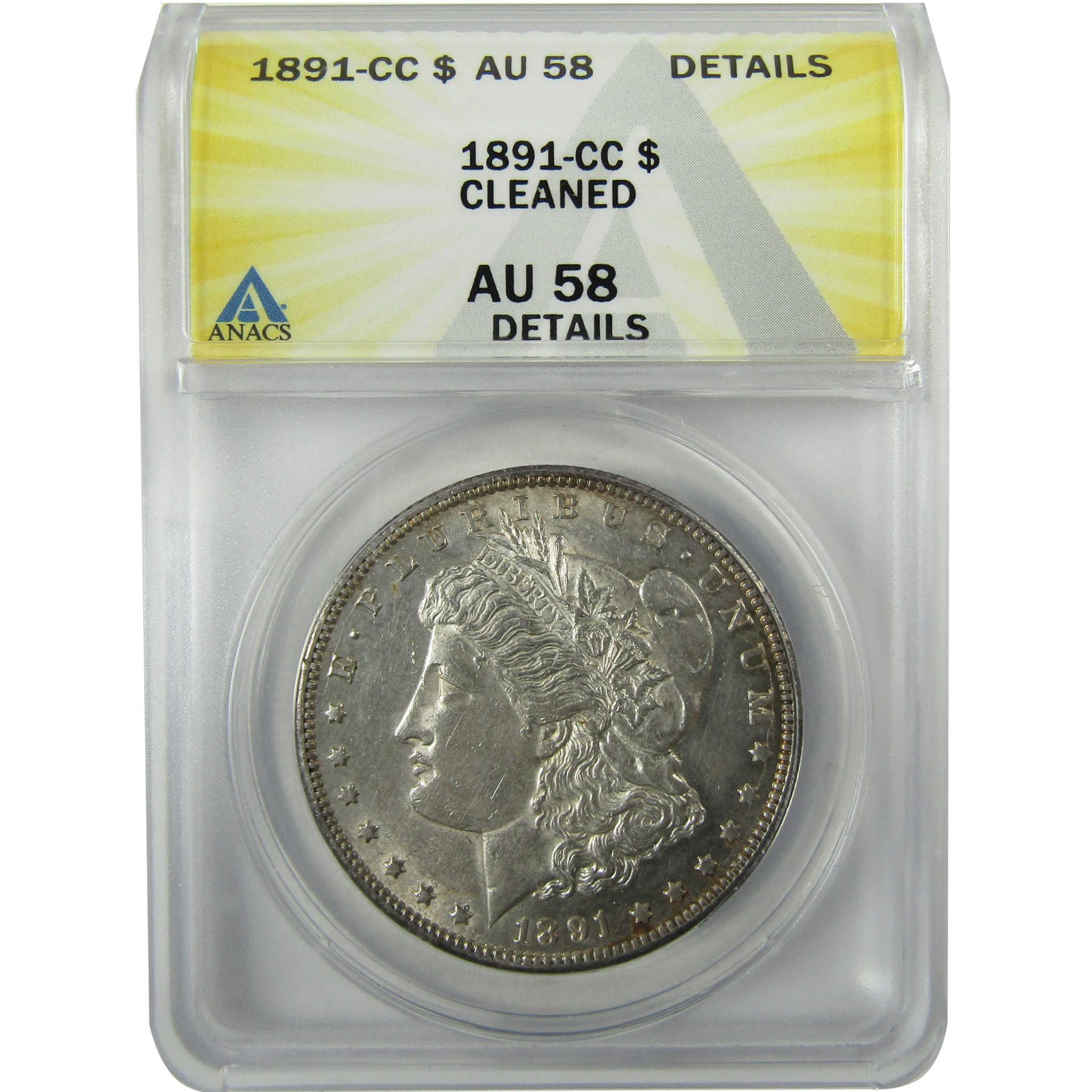 1891 CC Morgan Silver Dollar AU 58 Details ANACS $1 Coin SKU:I27966 - Morgan coin - Morgan silver dollar - Morgan silver dollar for sale - Profile Coins & Collectibles